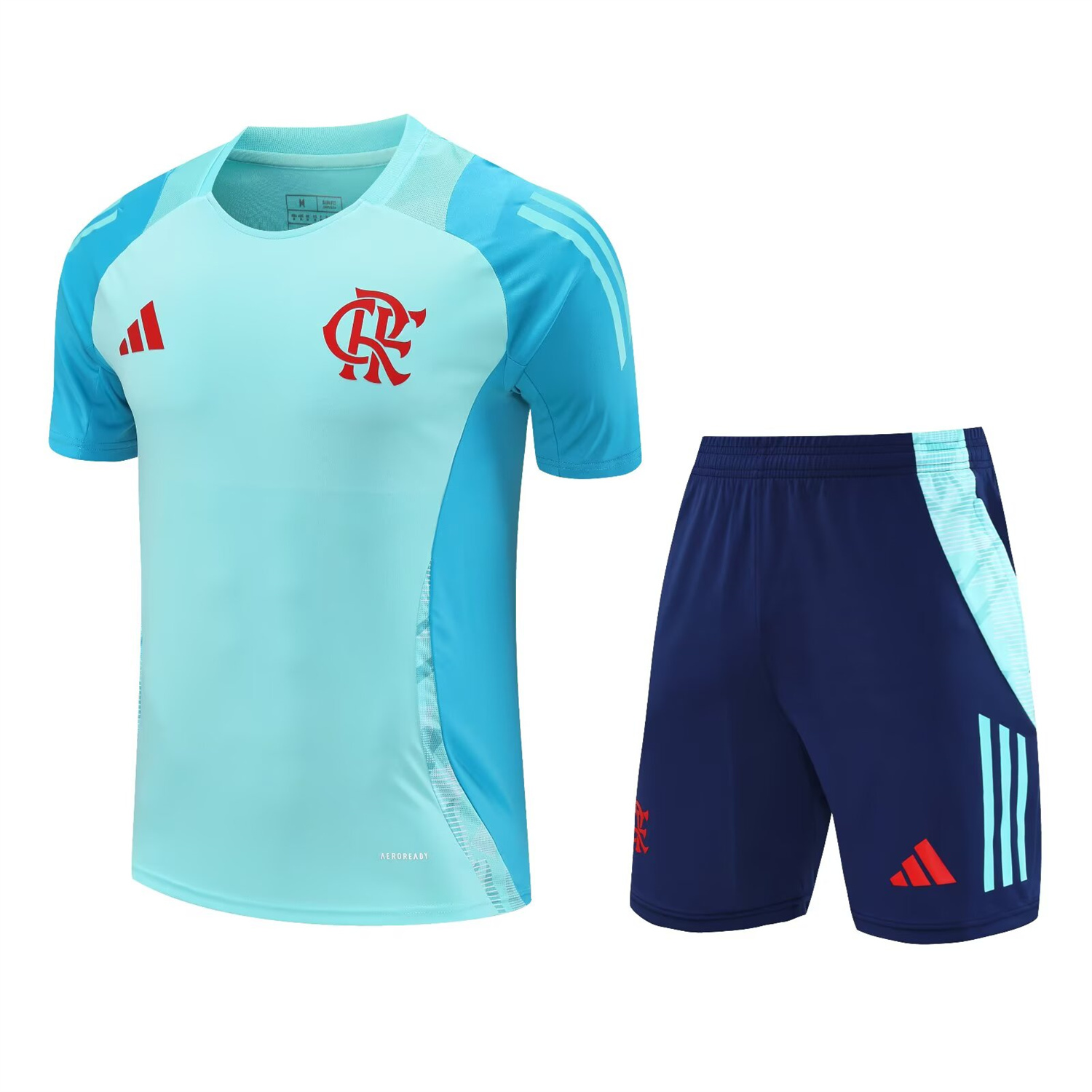 AlphaJersey-Flamengo 25-26 Short-Sleeve Kids Training Set - Light Blue With Royal Blue