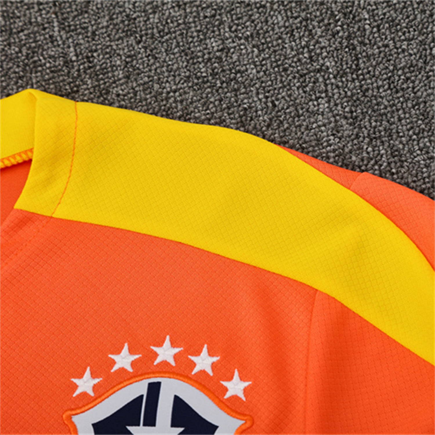 AlphaJersey-Brazil 25-26 Kids Short-Sleeve Training Set - Orange Top & Black Shorts