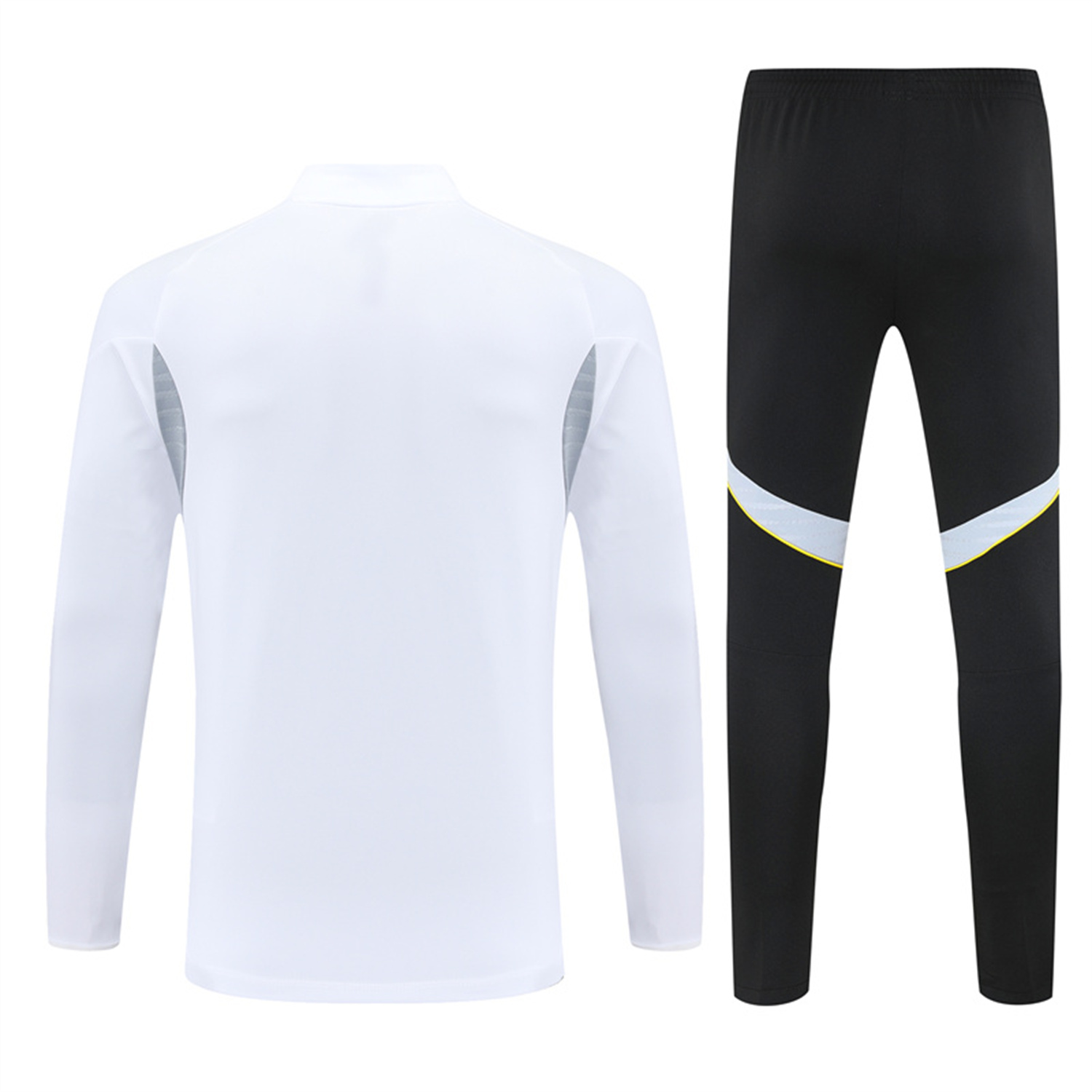 AlphaJersey-Real Madrid 25-26 Long Sleeve Training Set - Yellow Line White Top and Black Shorts