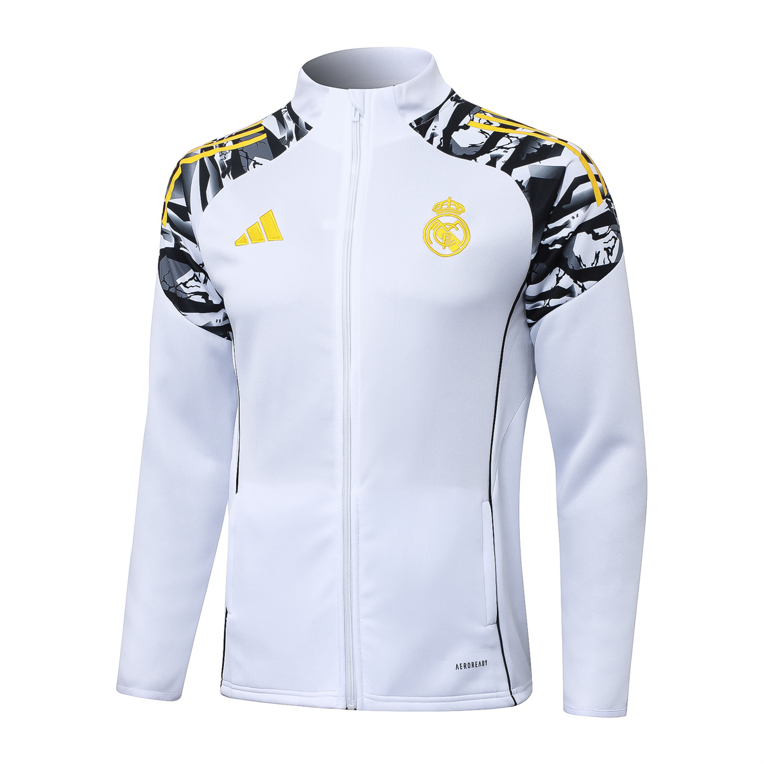 AlphaJersey-Real Madrid 25-26 Unsponsored Long Sleeve Training Set - White Top & Black Pants