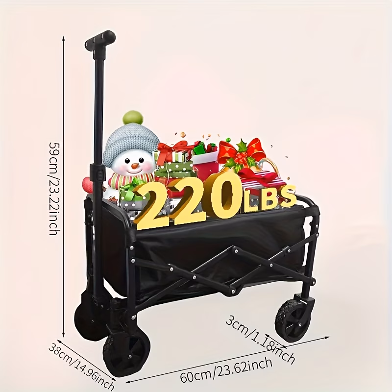 220lbs 450lbs 680lbs all terrain heavy duty folding cart large capacity   suitable for yard shopping sports outdoor gardening equipment handling black multifunctional utility cart Product details 4