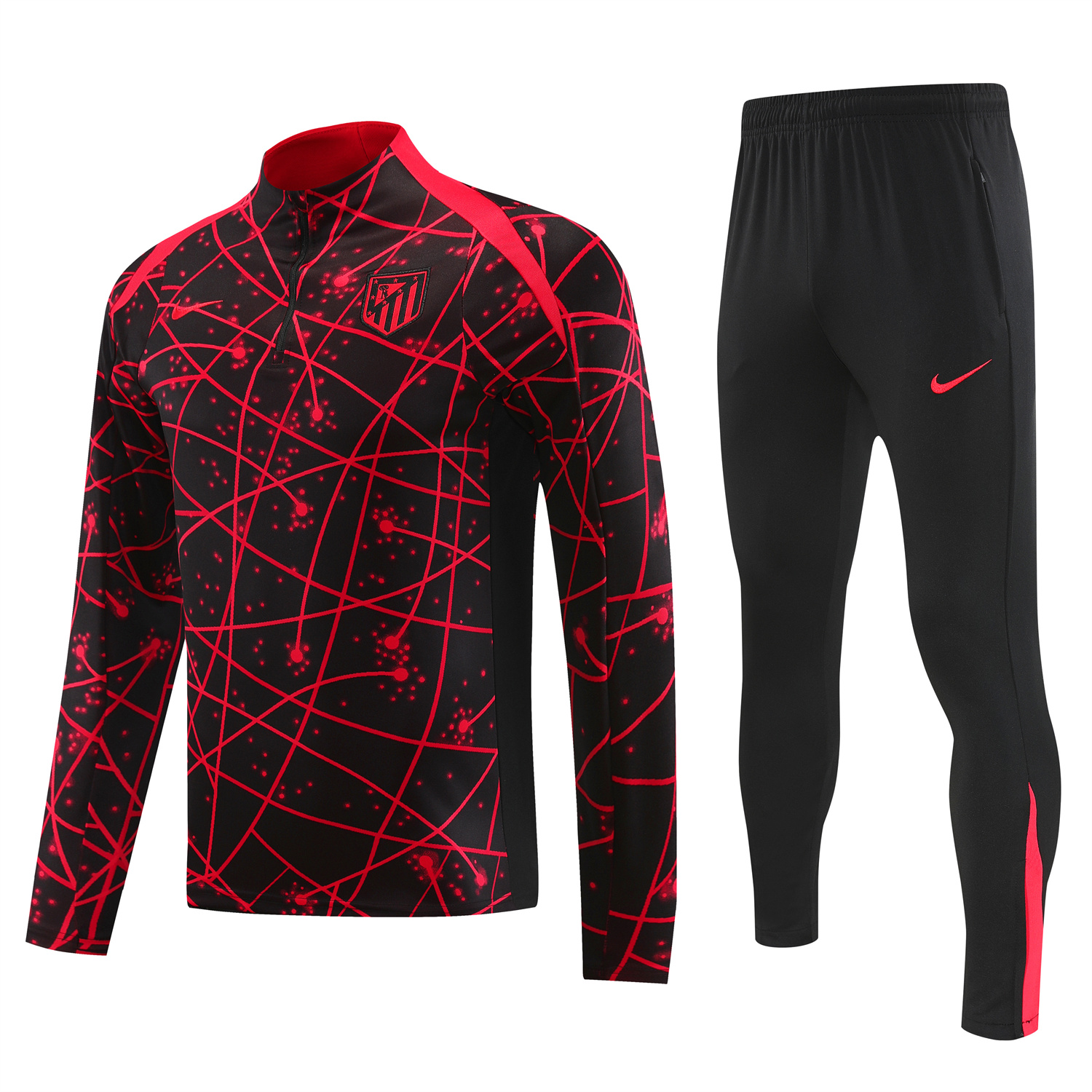 AlphaJersey-Atletico Madrid 25-26 Long Sleeves Training Set - Red Top & Black Pants
