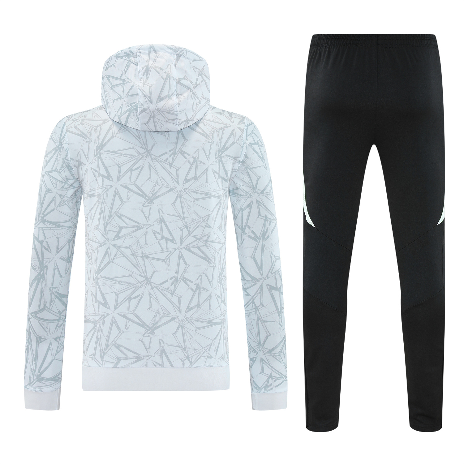 AlphaJersey-Real Madrid 25-26 Traning Hoodie Set - Triangular Spots White Hoodie With Black Pants