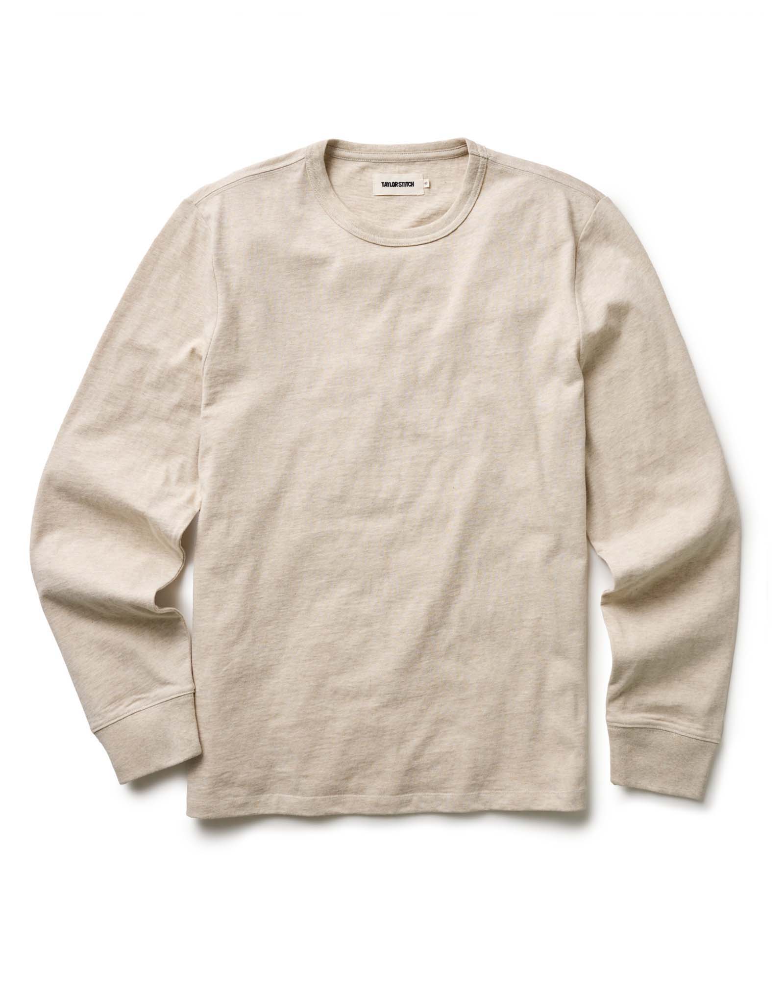 The Organic Cotton Long Sleeve Tee in Heather Oat | Modern Menswear by yycbvcnbmmnbm