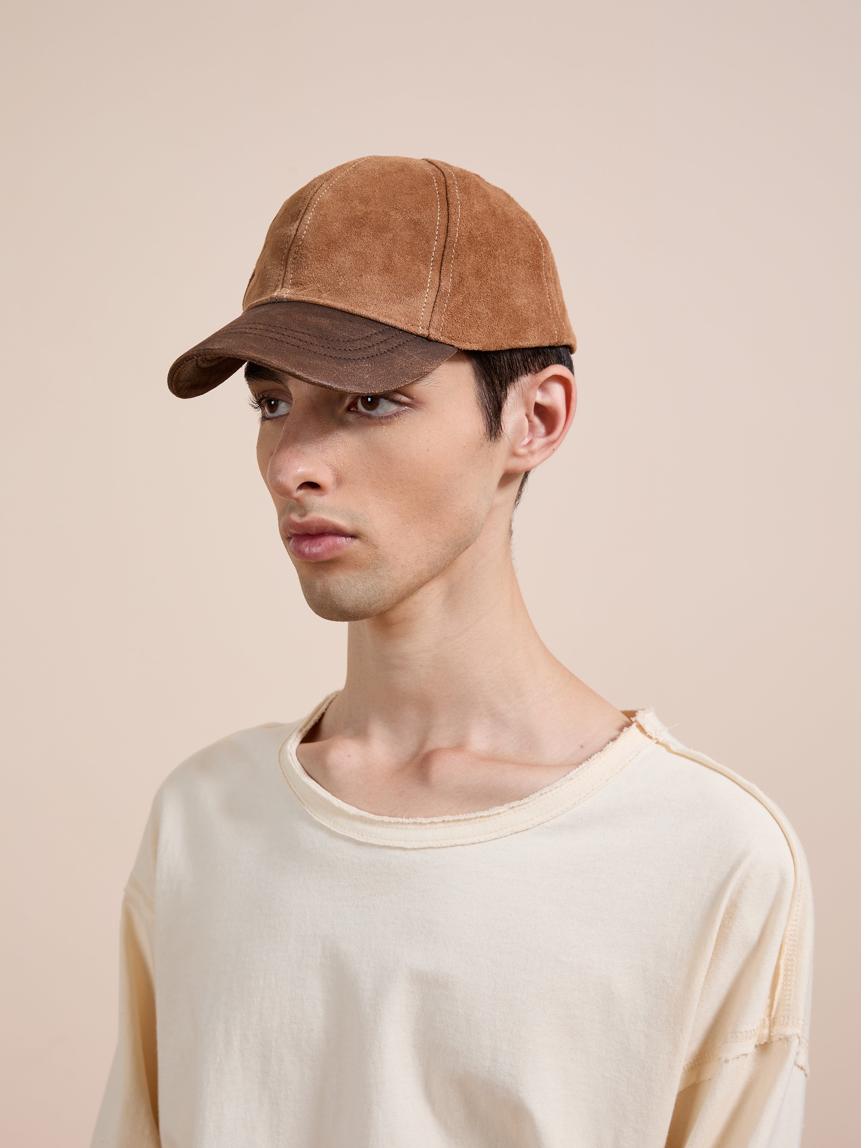 Suede Leather Contrast Distressed Cap | Modern Menswear by yycbvcnbmmnbm