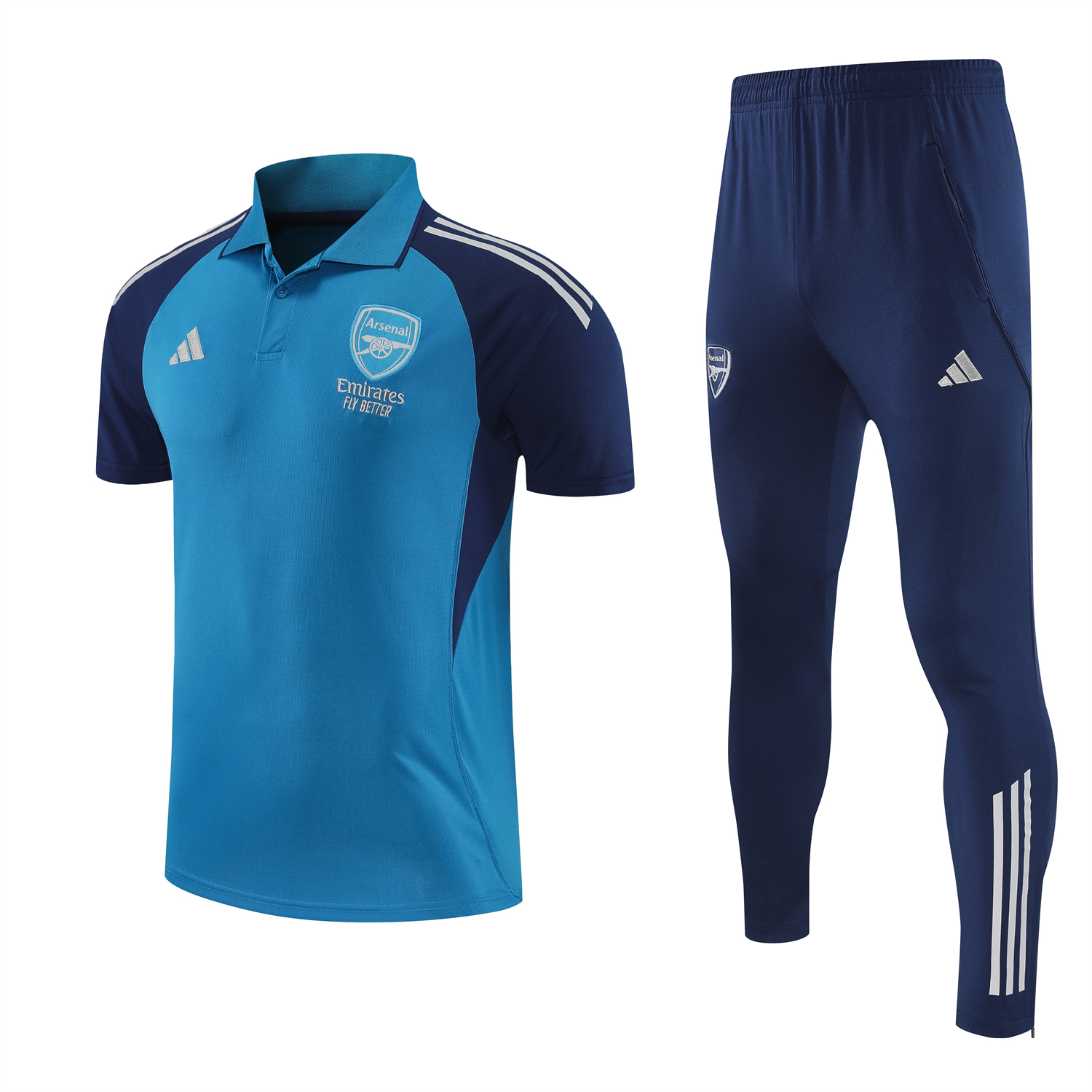 AlphaJersey-Arsenal 25-26 POLO Short-Sleeve Training Set - Royal Blue Top and Deep Blue Pants