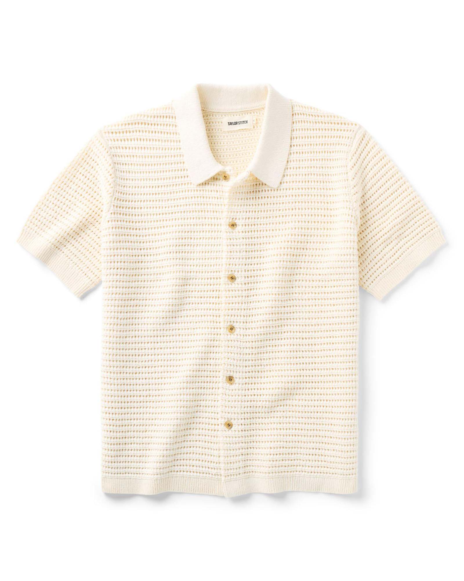 The Monterey Sweater Polo in Vintage White Crochet | Modern Menswear by yycbvcnbmmnbm