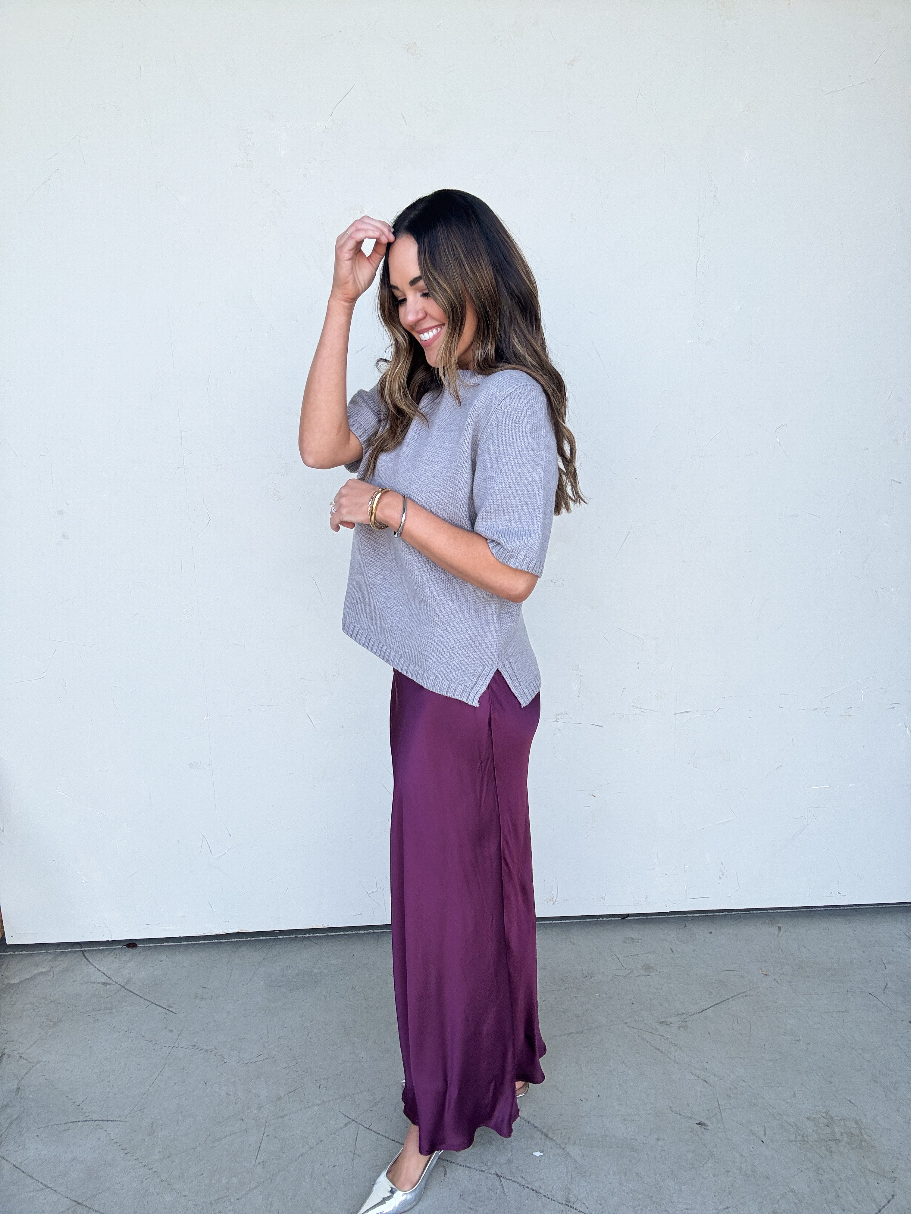 Plum Satin Maxi Skirt | Elegant Women's Fashion by coolavocek