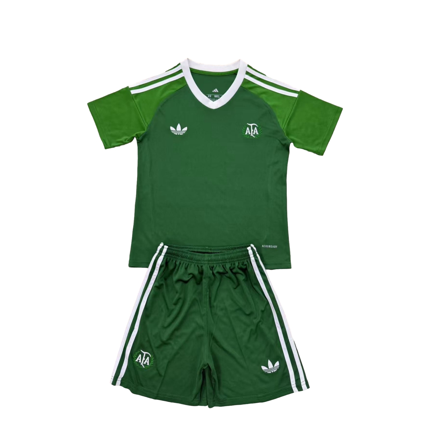 AlphaJersey-Argentina 25-26 Throwback Trefoil Green Goalkeeper Men's Adult Jersey Set - Fans Version