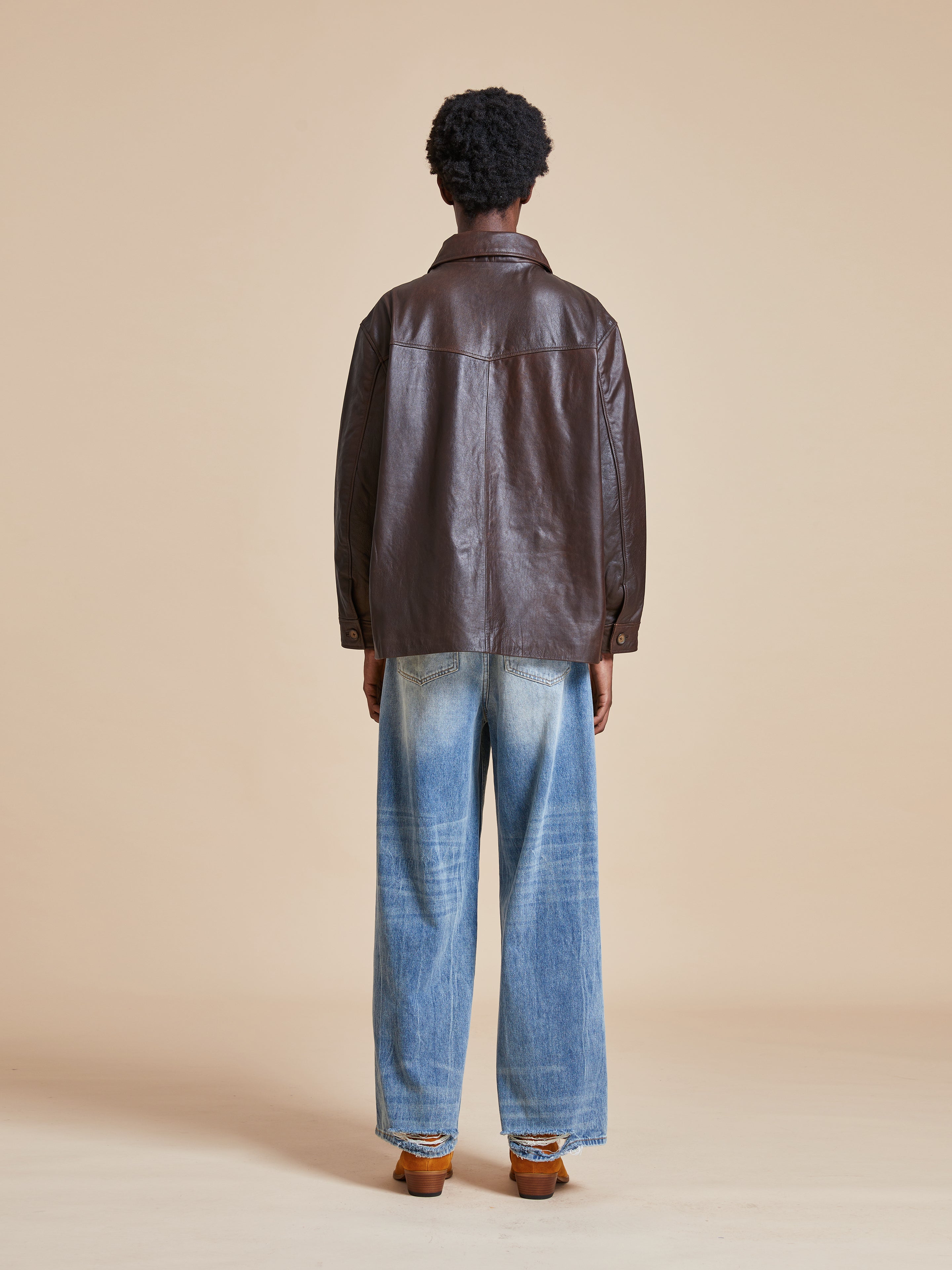 Sepia Leather Overshirt | Modern Menswear by yycbvcnbmmnbm