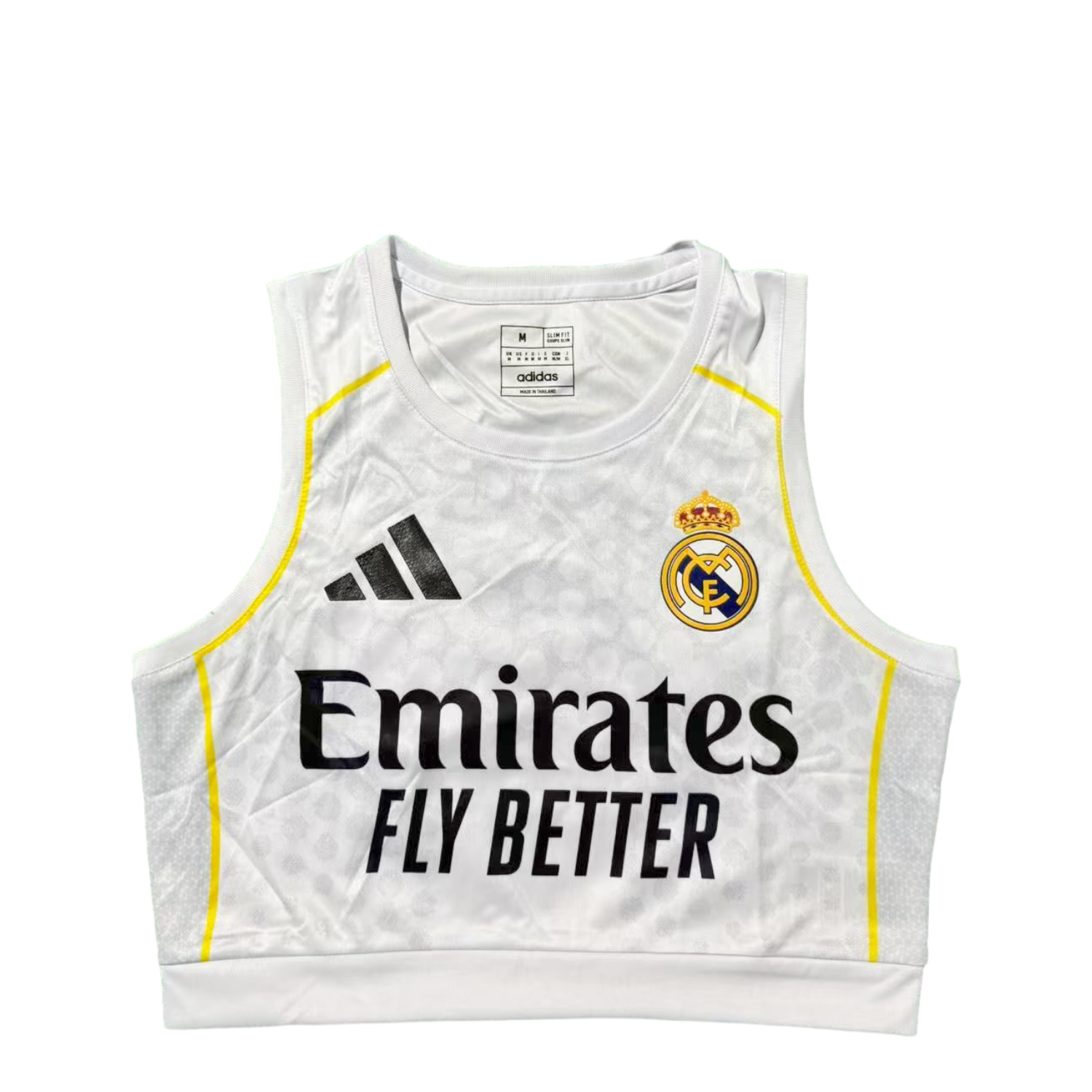 AlphaJersey-Women's Real Madrid 25-26 Home Gold Line White Yoga Vest