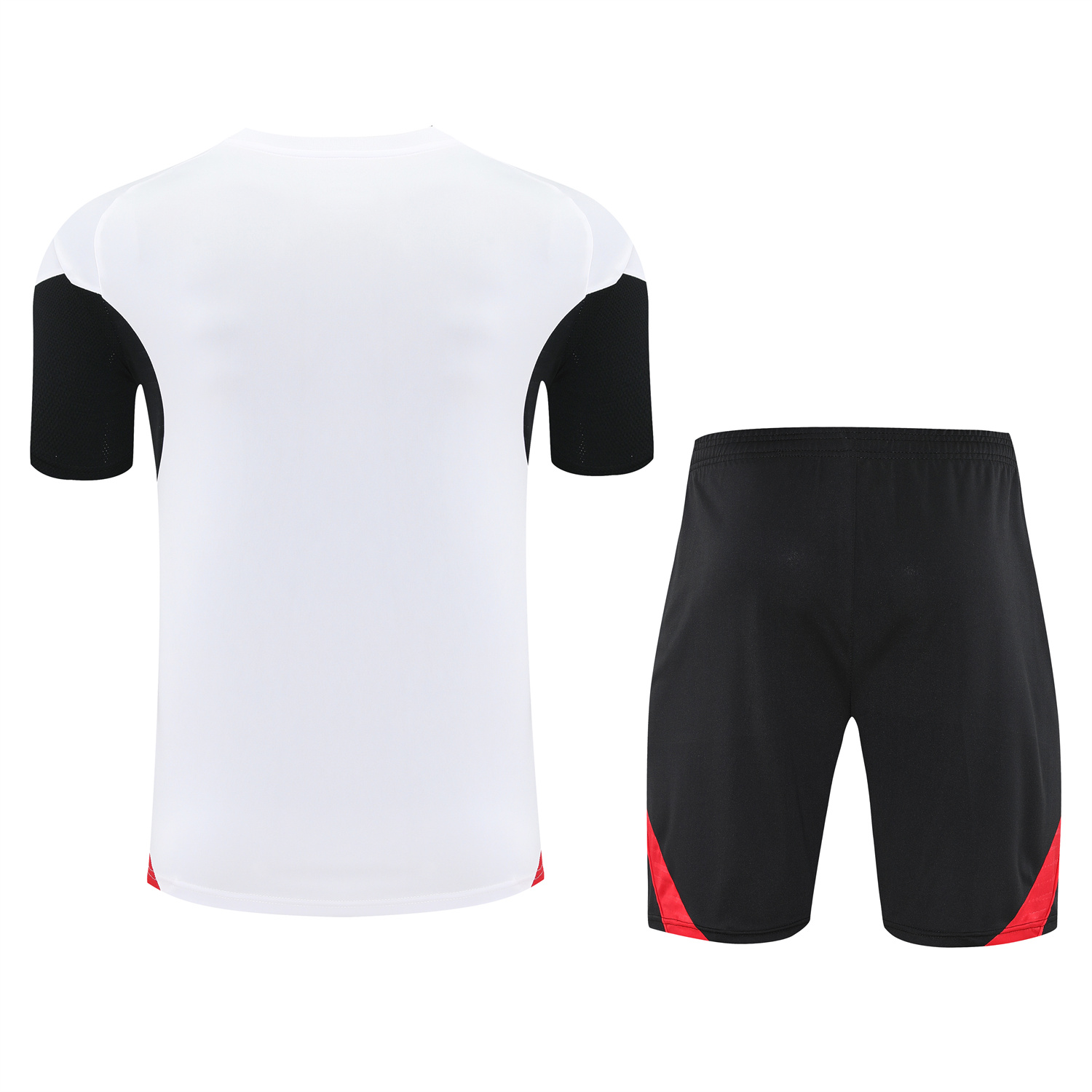 AlphaJersey-Manchester United 25-26 Short-Sleeve Training Set - Red Black Blocks White Top & Black Shorts