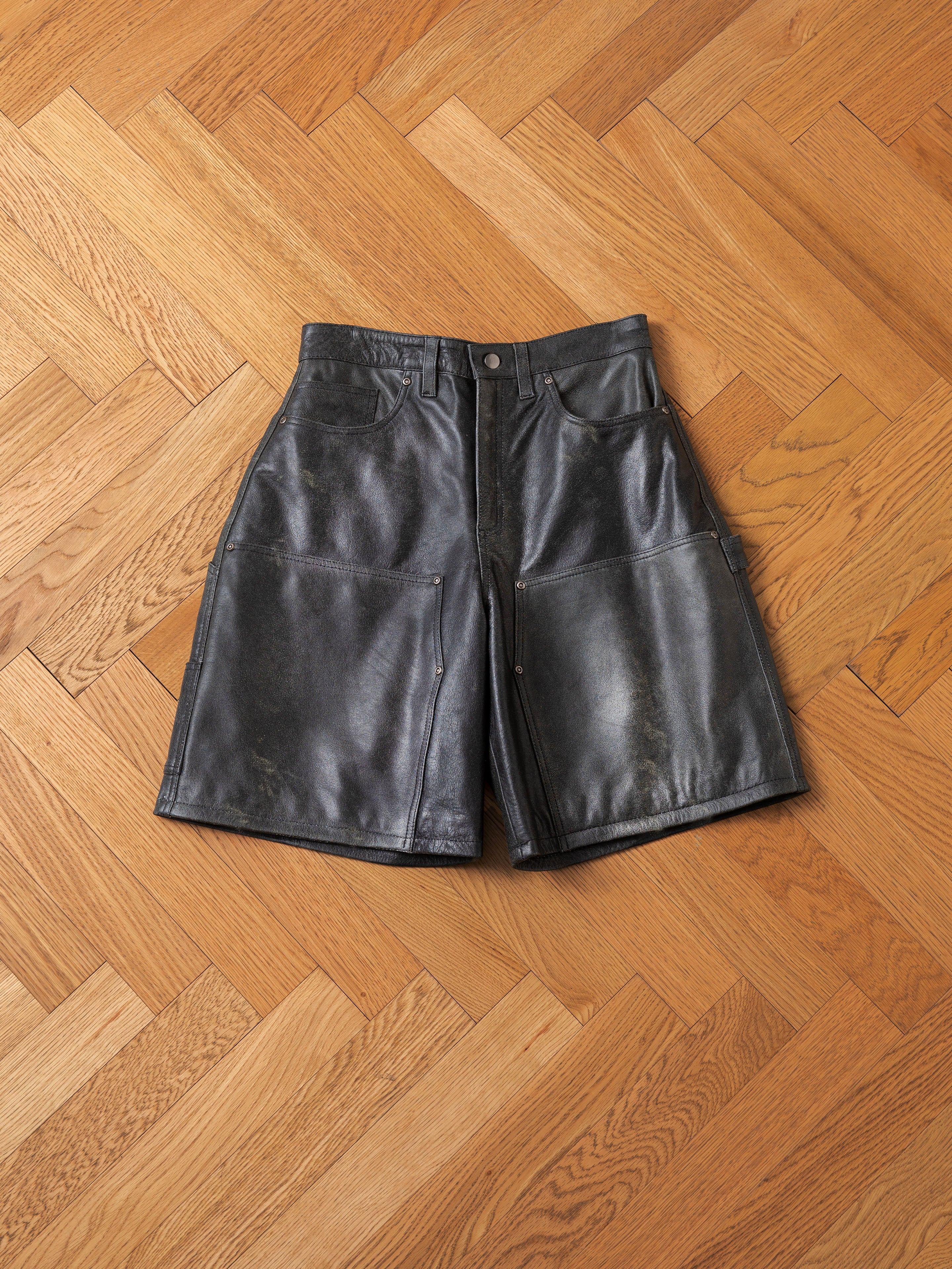 Distressed Genuine Leather Carpenter Shorts | Modern Menswear by yycbvcnbmmnbm