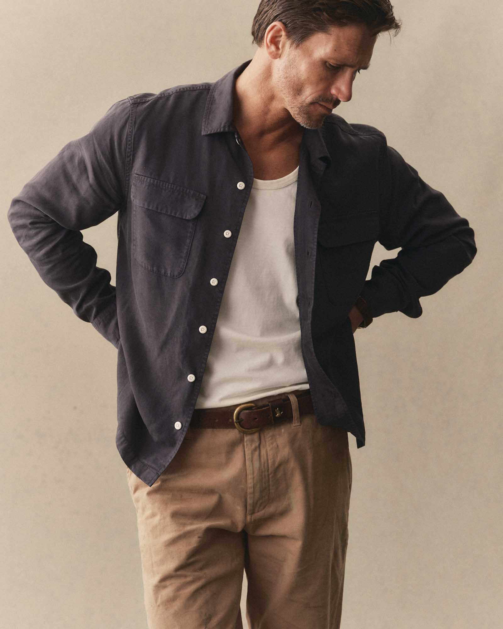 The Shore Shirt in Navy Lyocell | Modern Menswear by yycbvcnbmmnbm