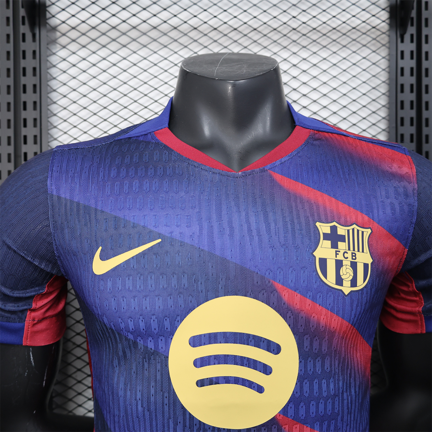 AlphaJersey-Barcelona 25-26 Red Diagonal Special Blue Jersey - Player Version