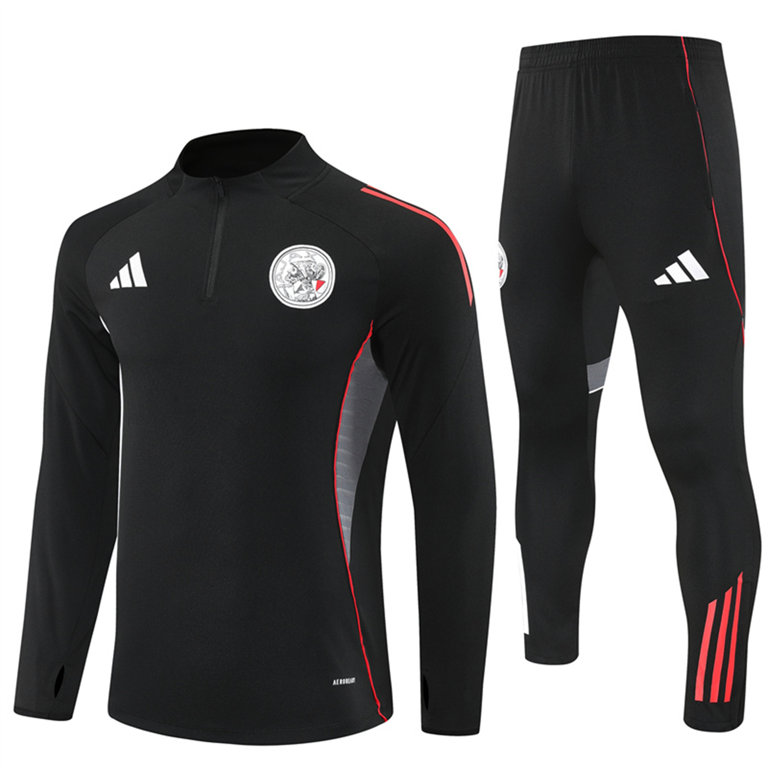 AlphaJersey-Ajax 25-26 Long Sleeve Training Set - Black Top and Black Pants