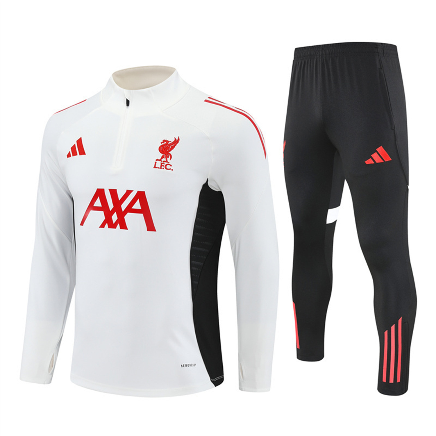 AlphaJersey-Liver.pool 25-26 Kids Long Sleeve Training Set - White Top & Black Pants