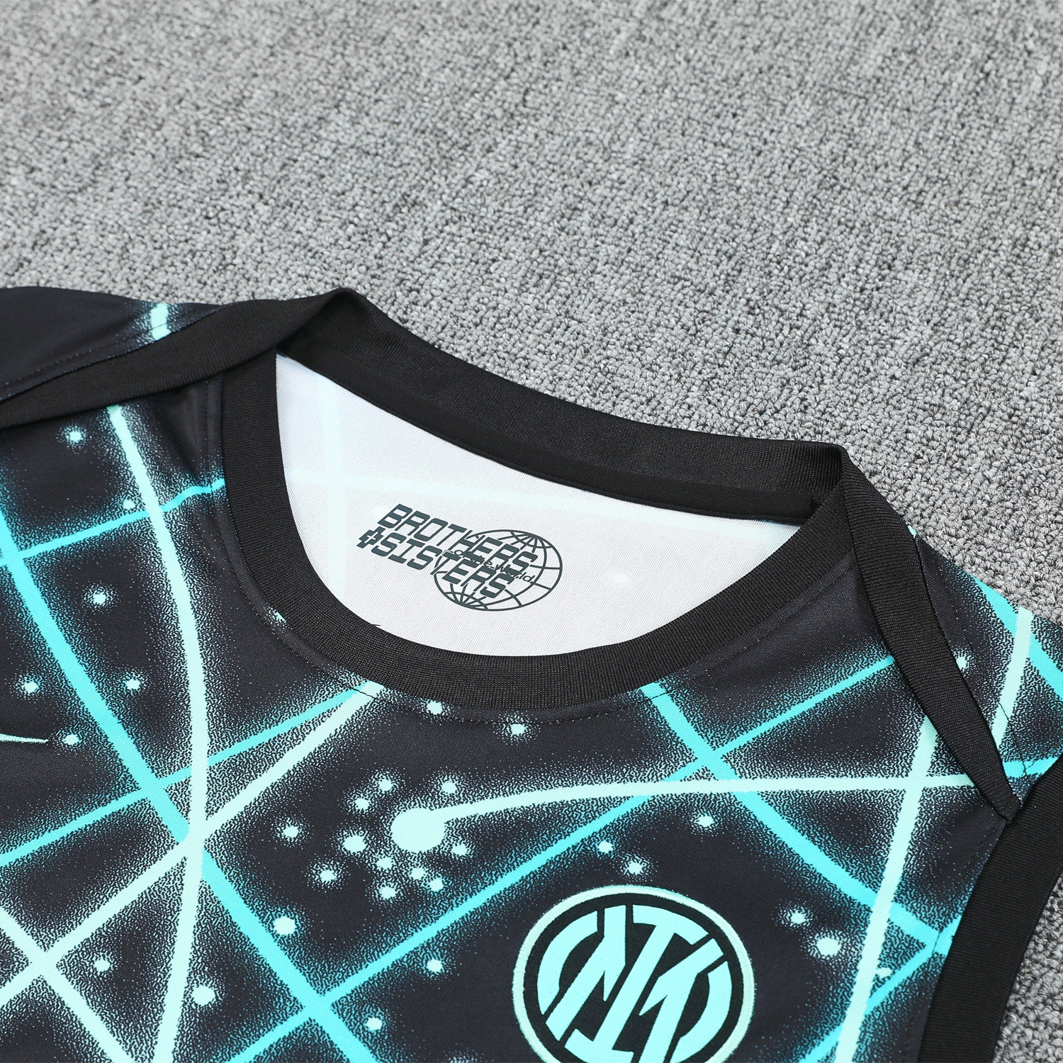 AlphaJersey-Inter Milan 25-26 Vest Training Set - Blue Fluorescent Rays Black Vest & Black Shorts