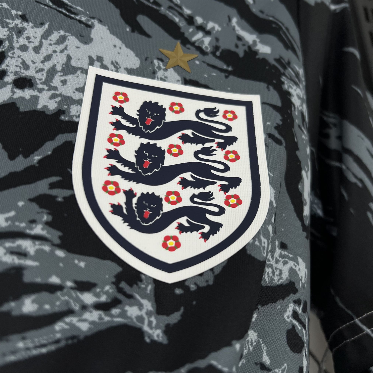 AlphaJersey-England 2026 Black With Gray And White Abstract Swirls Special Edition Jersey - Fans Version