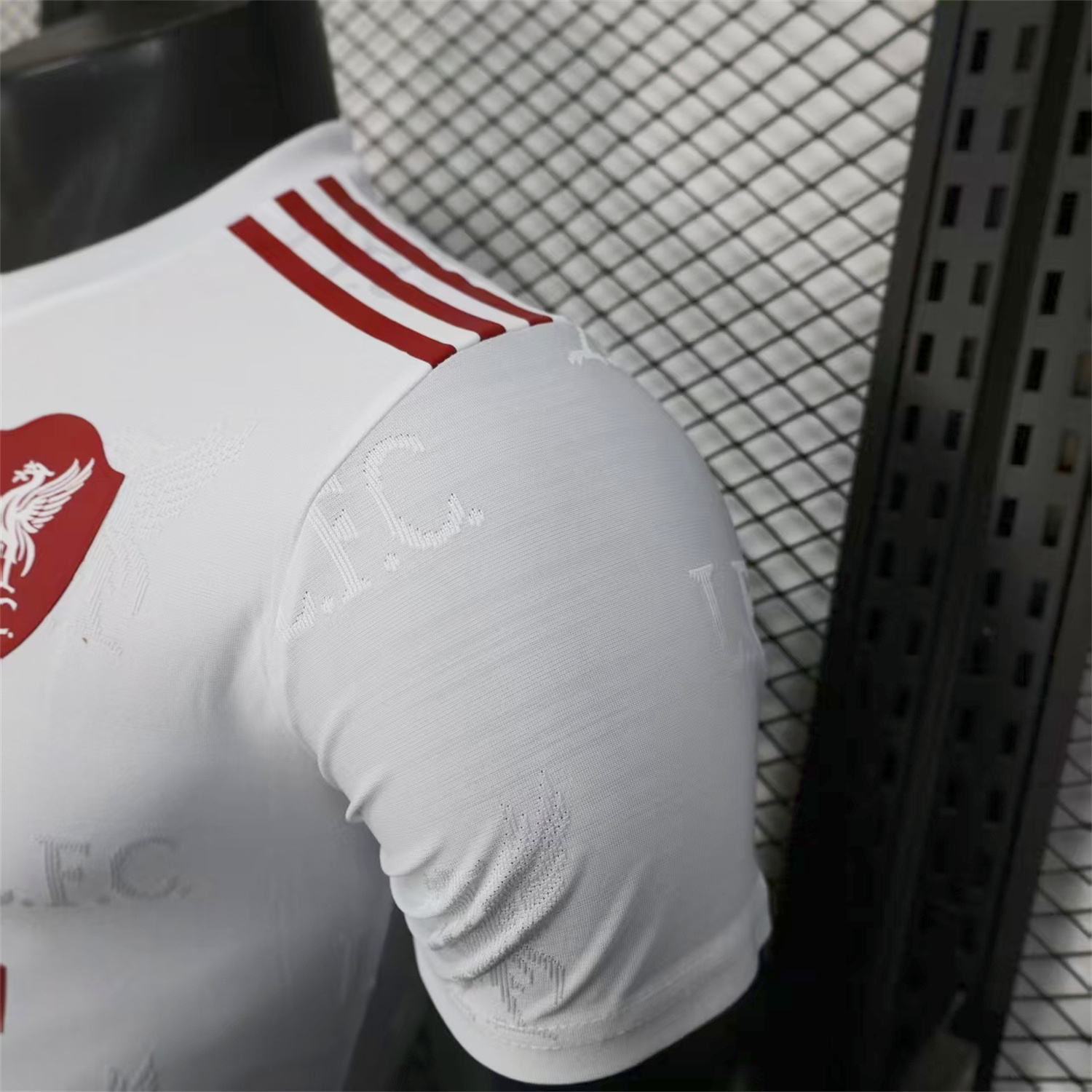 AlphaJersey-Liver.pool 25-26 Red Team Logo Jacquard White Special Jersey - Player Version