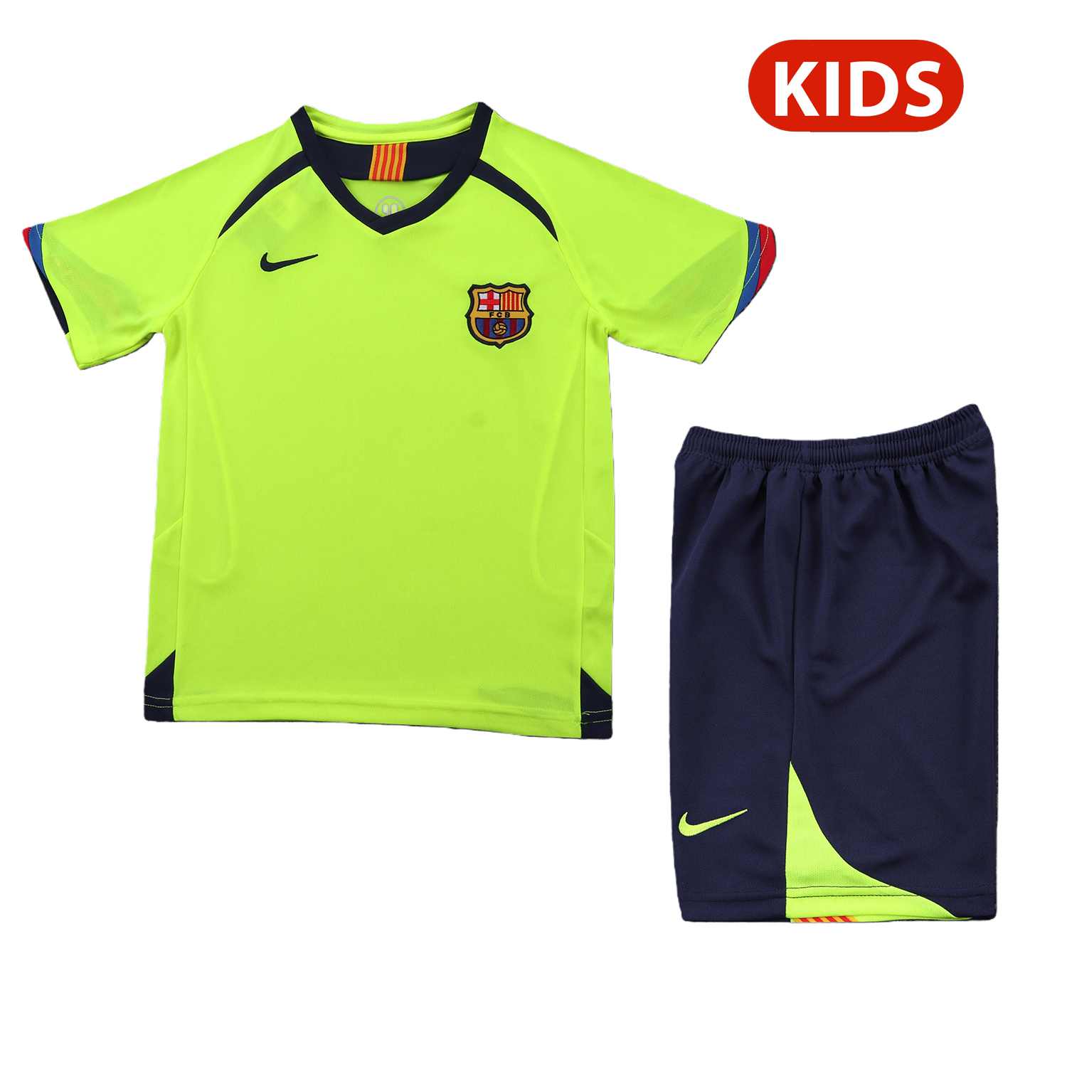 AJ-AlphaJersey-Retro Barcelona 2005-06 Away Kids Kit