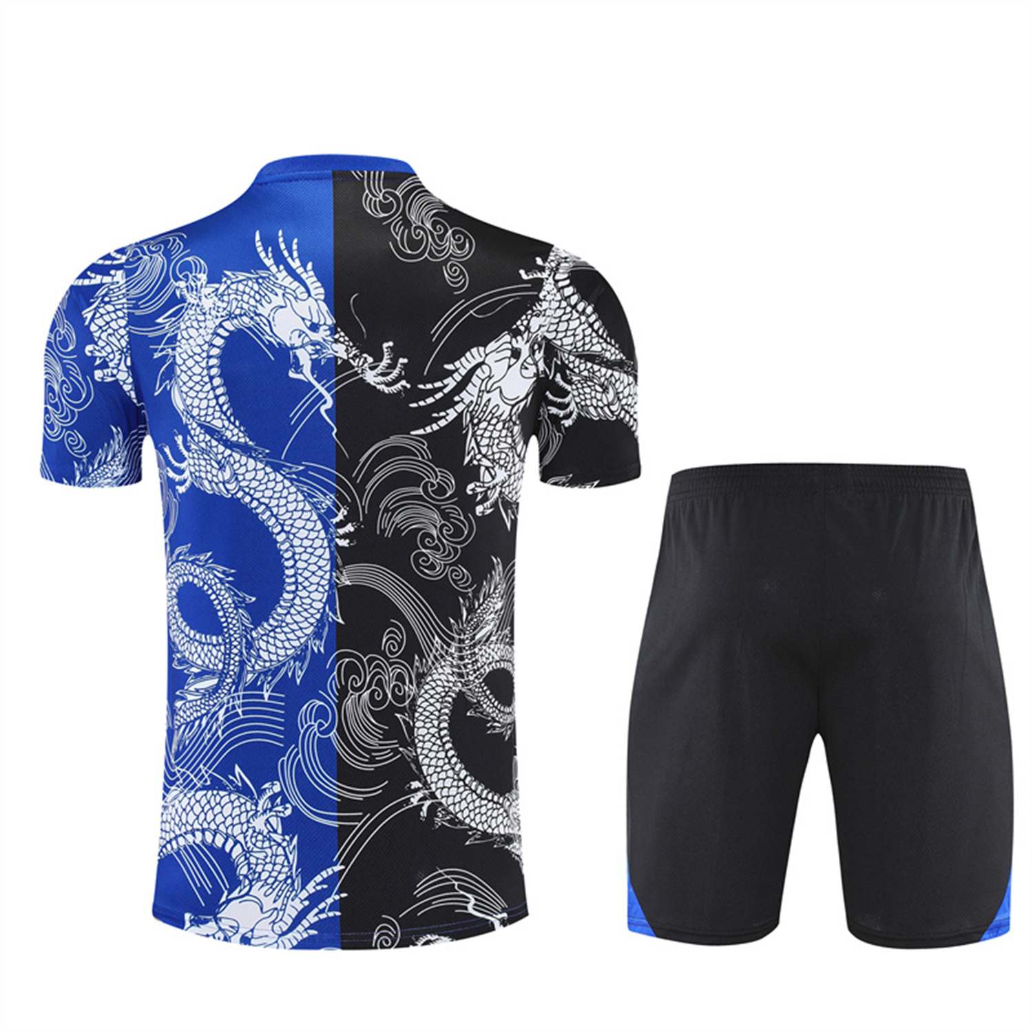 AlphaJersey-Real Madrid 25-26 Short-Sleeve Training Set - Blue Black Dragon Top & Black Shorts