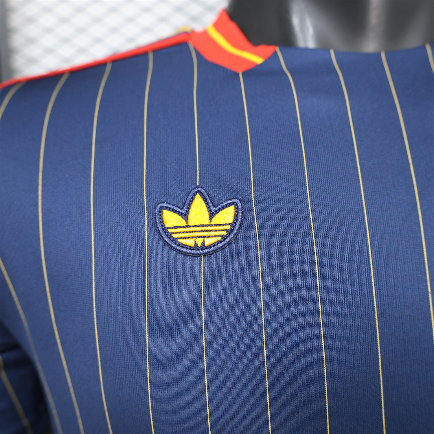 AlphaJersey-Spain 2026 Terrace Icon Retro Casual Style Deep Blue Jersey - Player Version