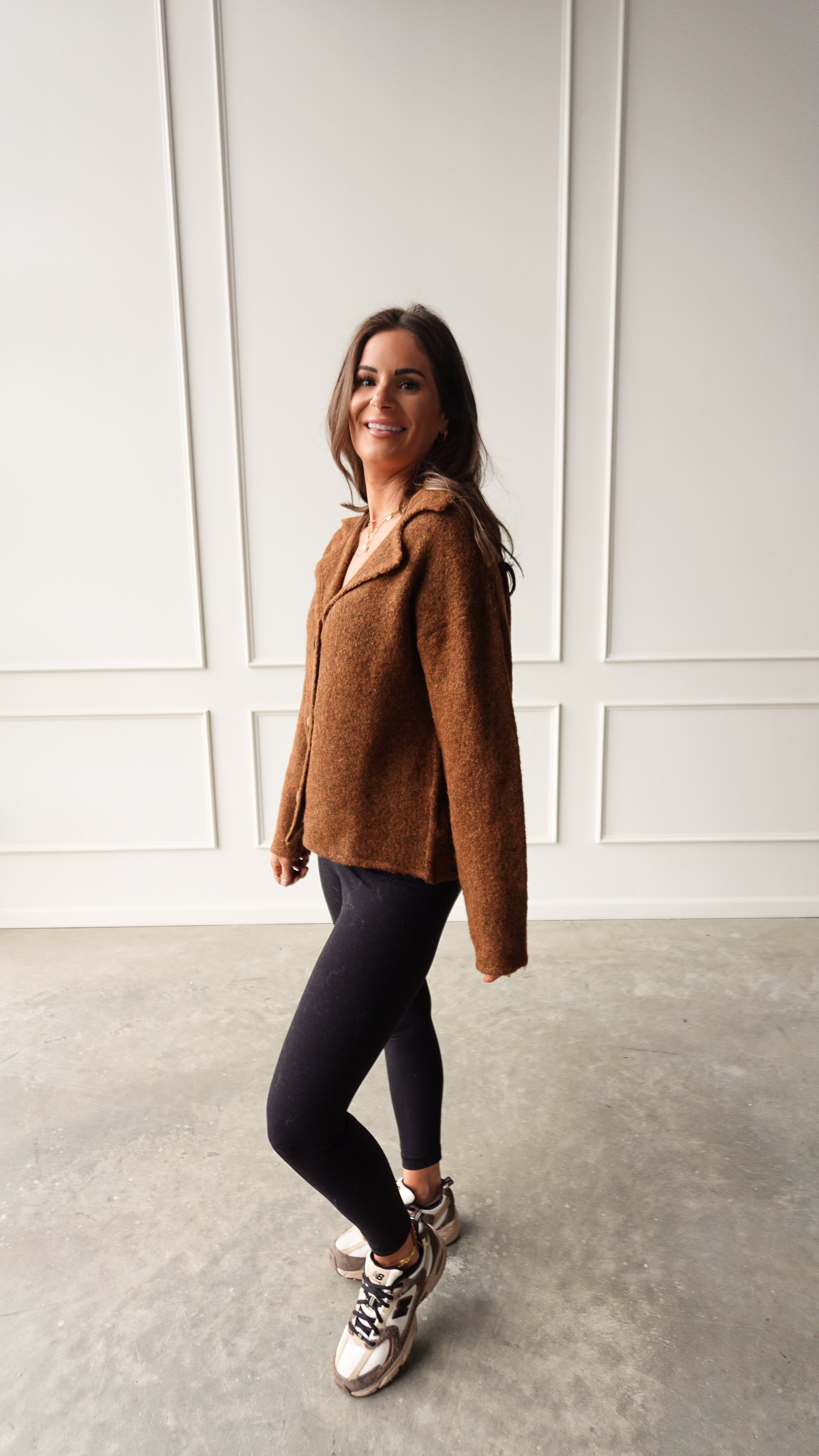 Camel Knit Collared Cardigan | Elegant Women's Fashion by coolavocek