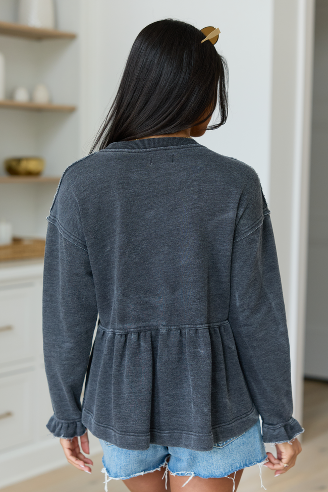 Smokey Grey Tiered Long Sleeve Top | Elegant Women's Fashion by coolavocek