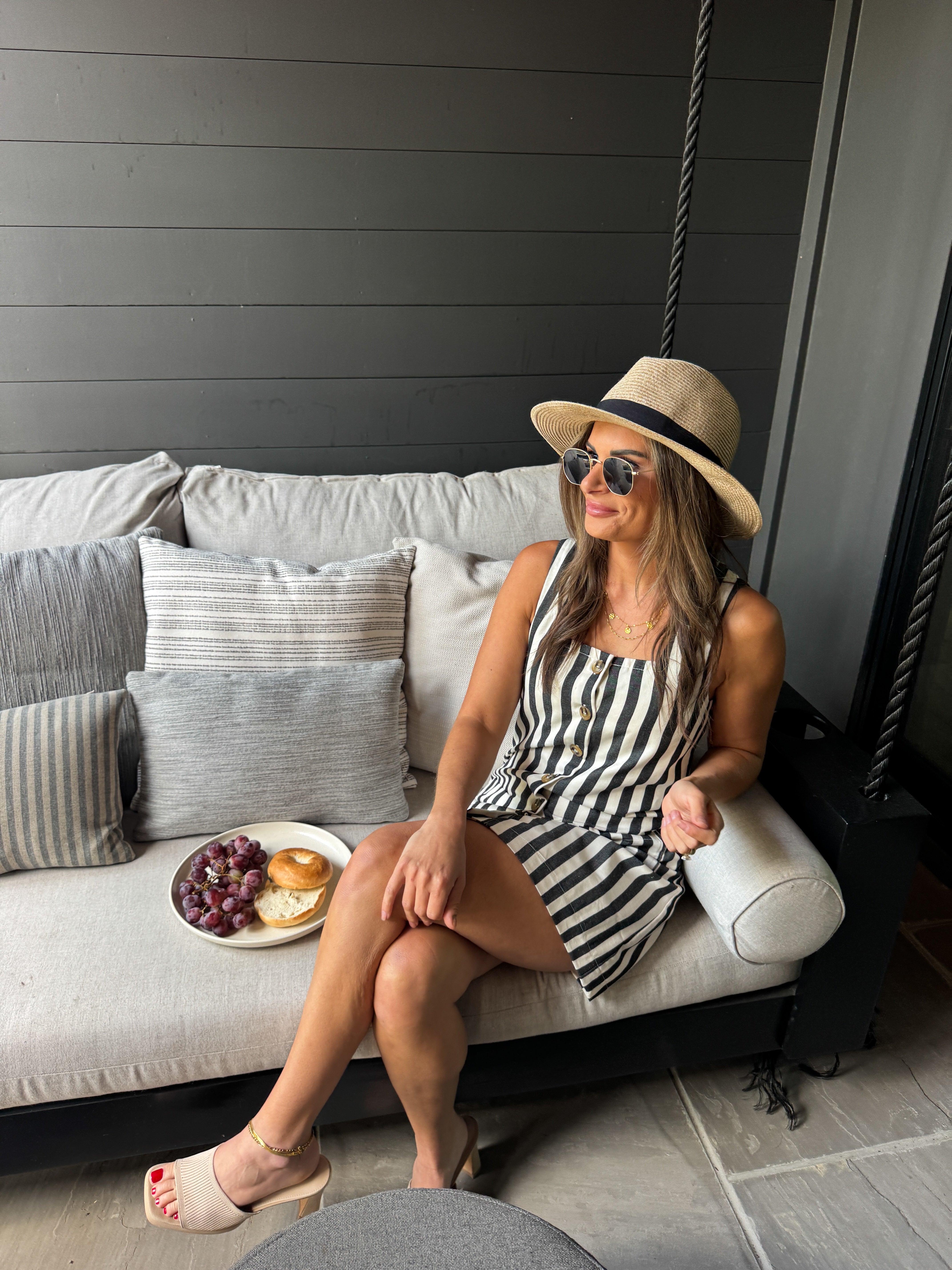 Striped Button-Front Shift Dress | Elegant Women's Fashion by coolavocek