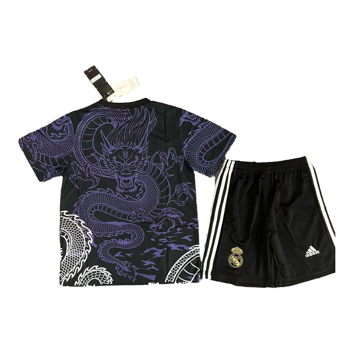 AlphaJersey-Real Madrid 25-26 White And Purple Dragon Black Special Kids Kit