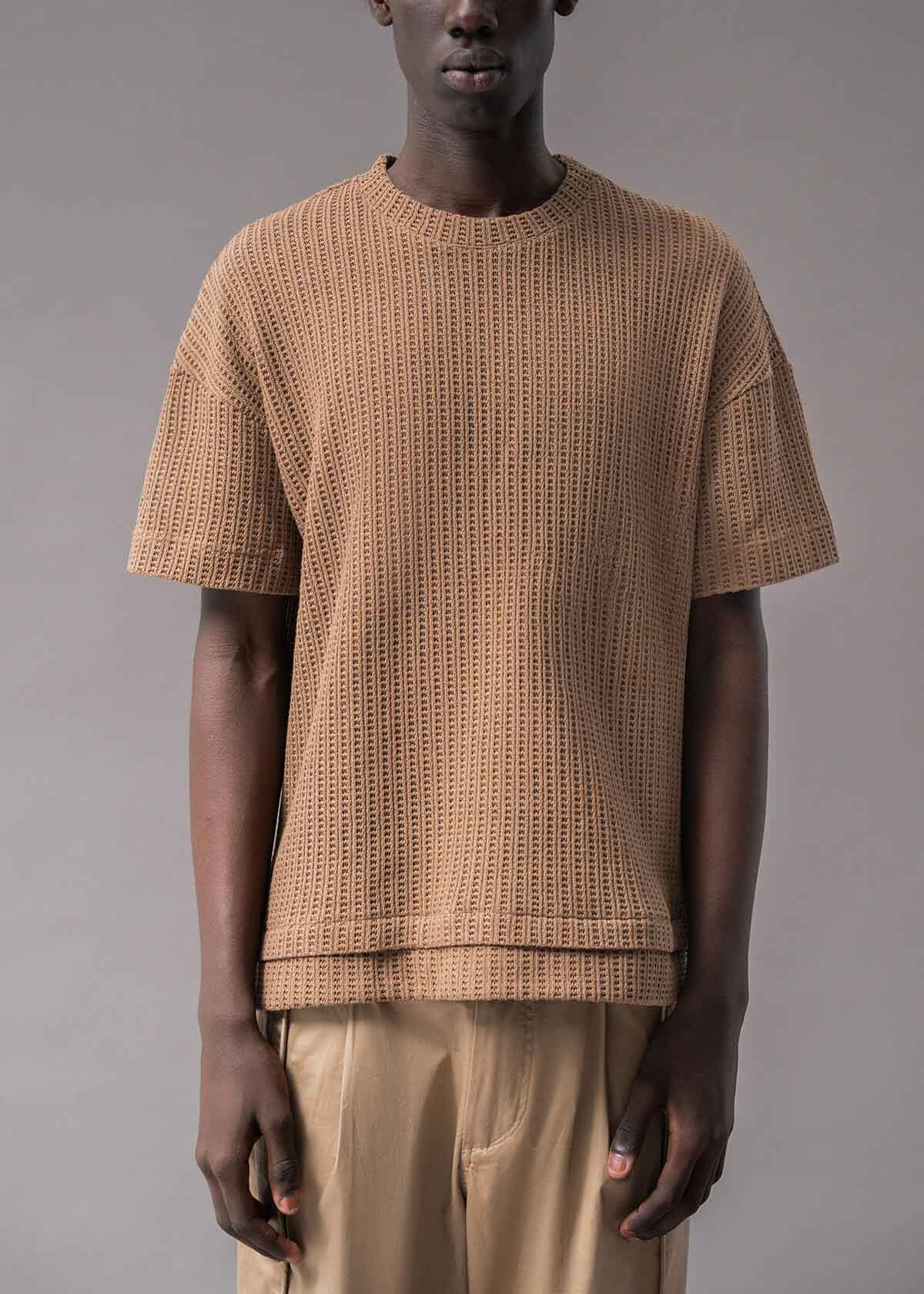 Almond Open Weave Crew | Modern Menswear by yycbvcnbmmnbm