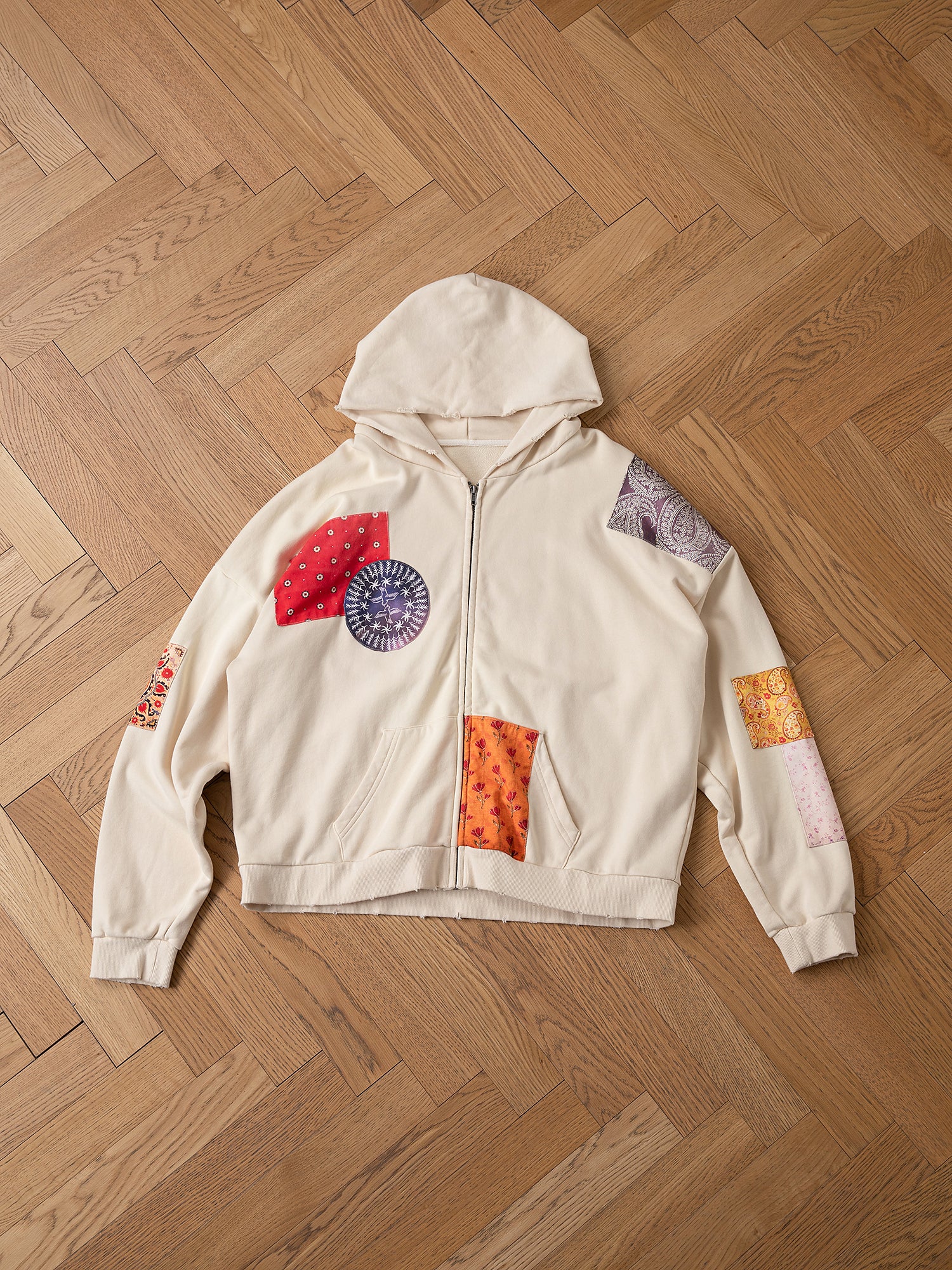 Tapestry Patchwork Zip Up Hoodie | Modern Menswear by yycbvcnbmmnbm