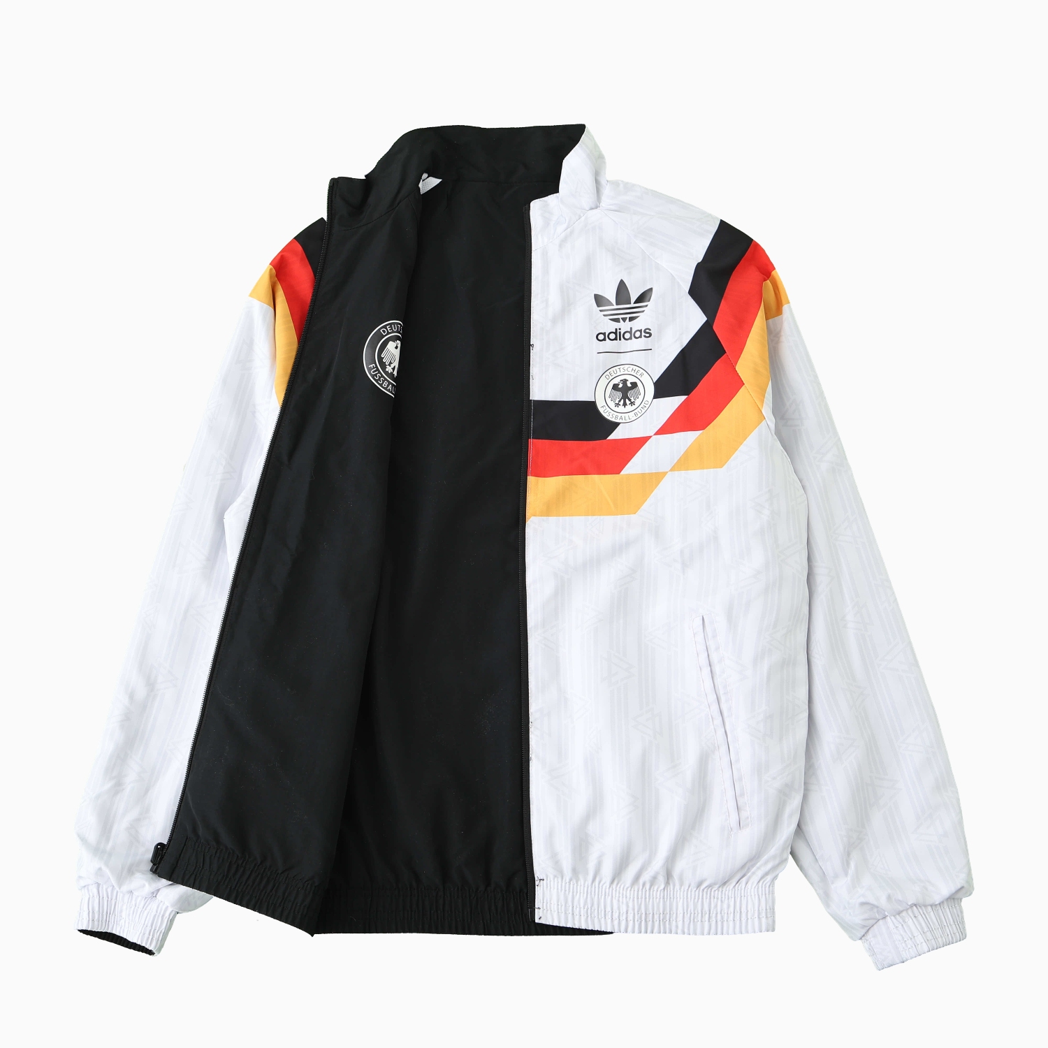 AlphaJersey-Retro Germany 1990 Double Sided Reversible Windbreaker - White & Black