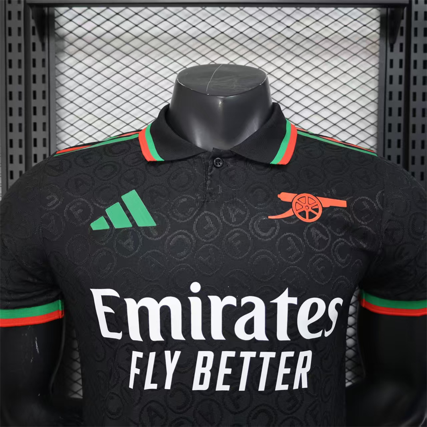 AlphaJersey-Arsenal 25-26 Black POLO Letter Pattern Special Jersey - Player Version