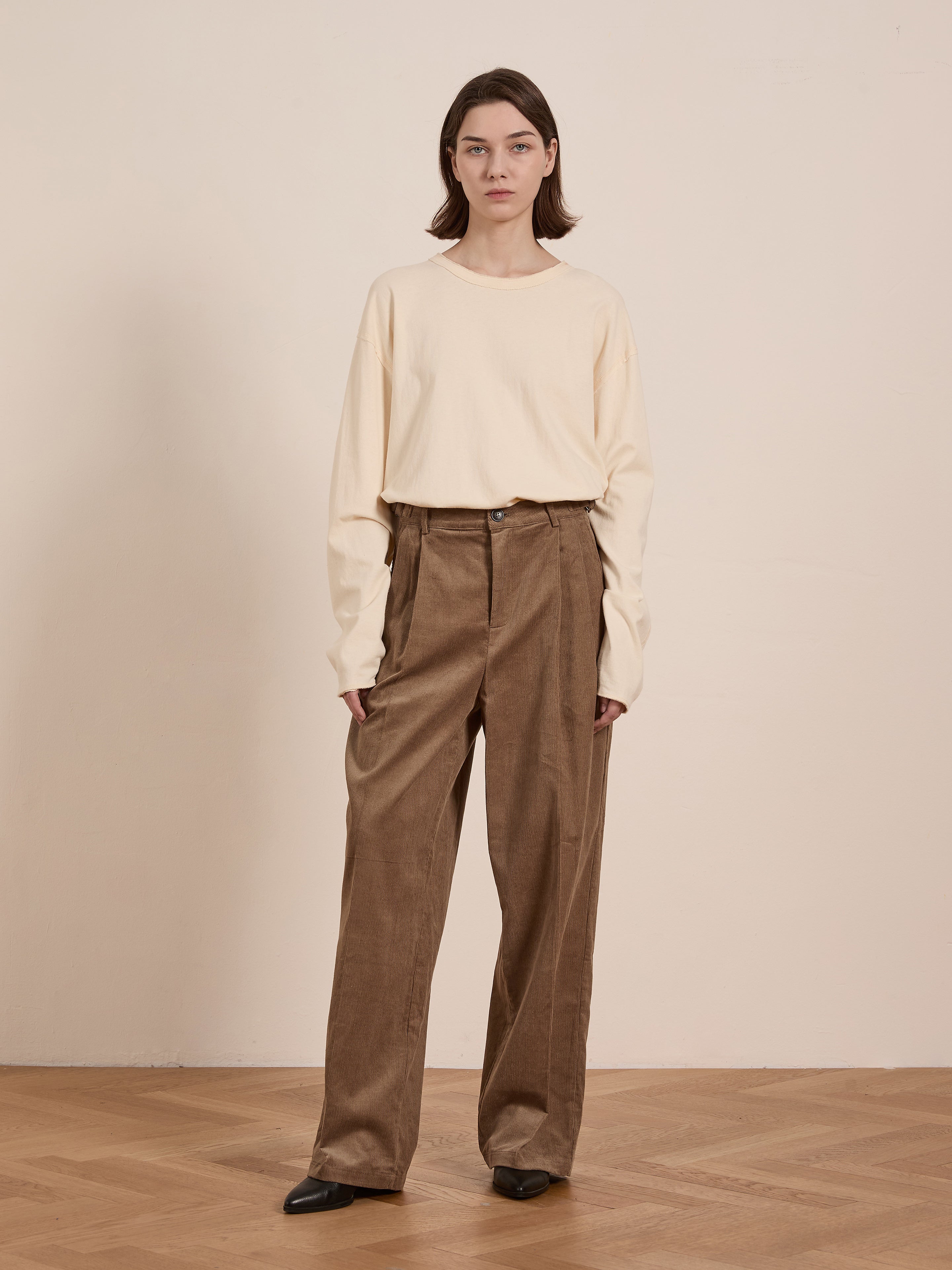 Corduroy Pleated Trousers | Modern Menswear by yycbvcnbmmnbm