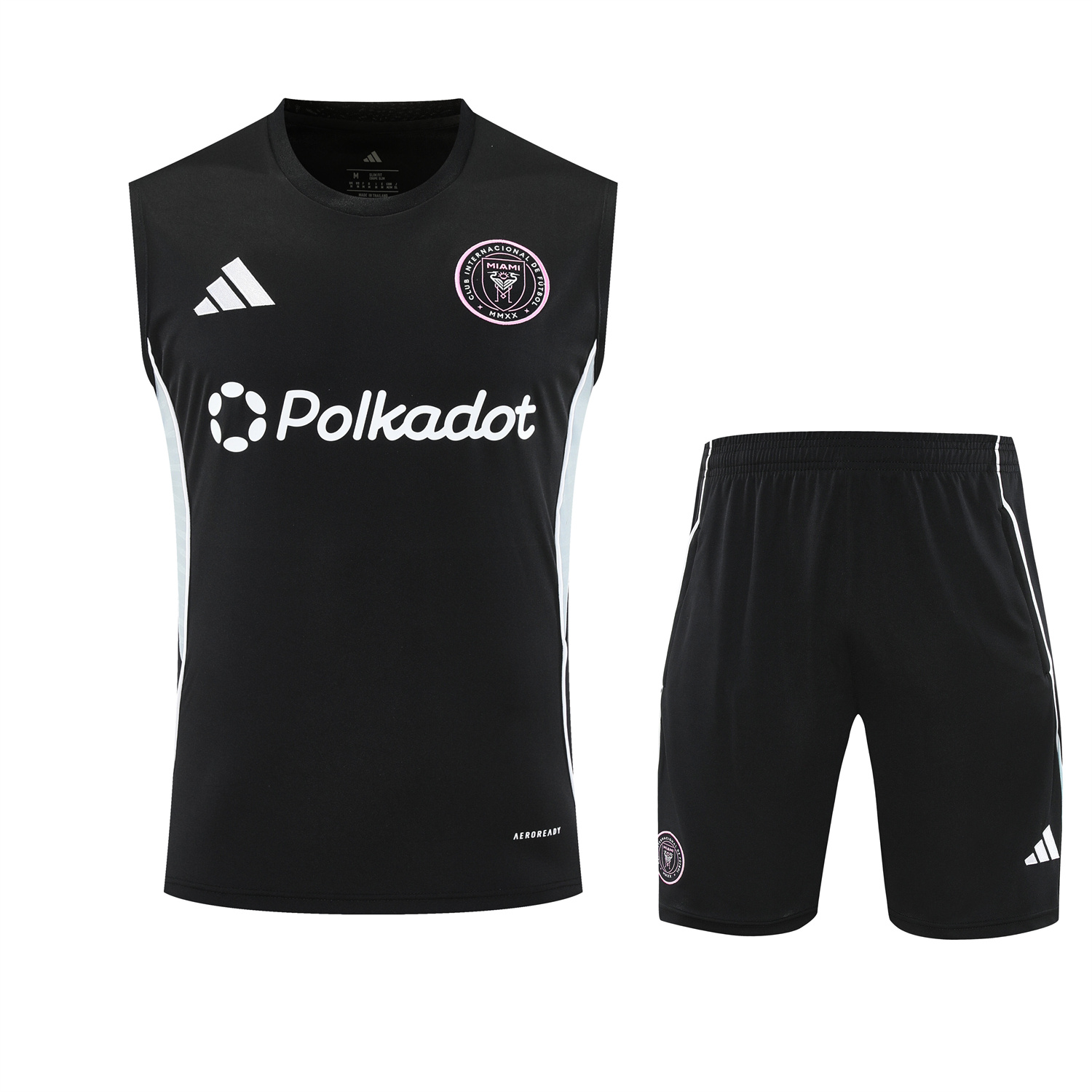 AlphaJersey-INT M.A.M 25-26 Vest Training Set - Black And Light Grey Vest & Black Shorts