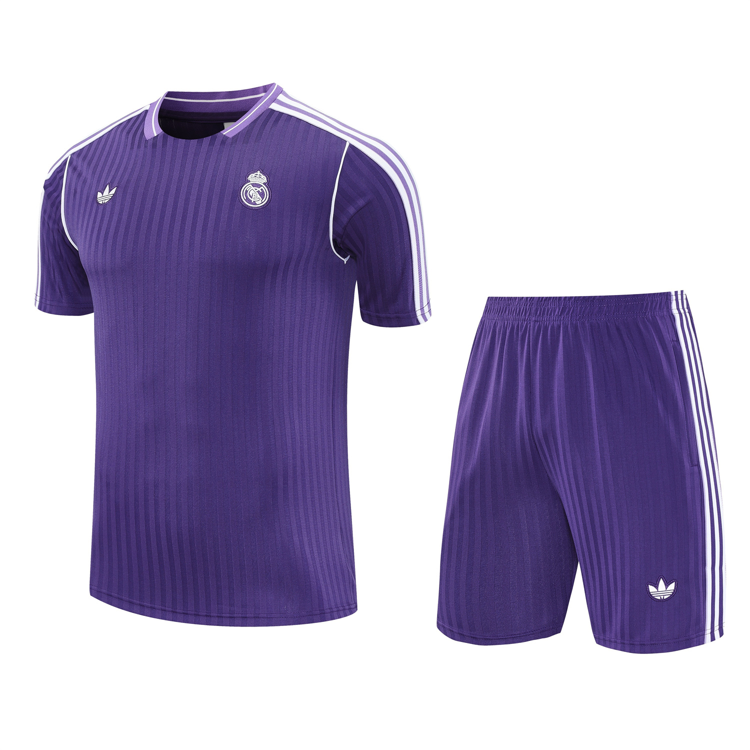 AlphaJersey-Real Madrid 25-26 Short-Sleeve Training Set - Pure Purple Top & Purple Shorts