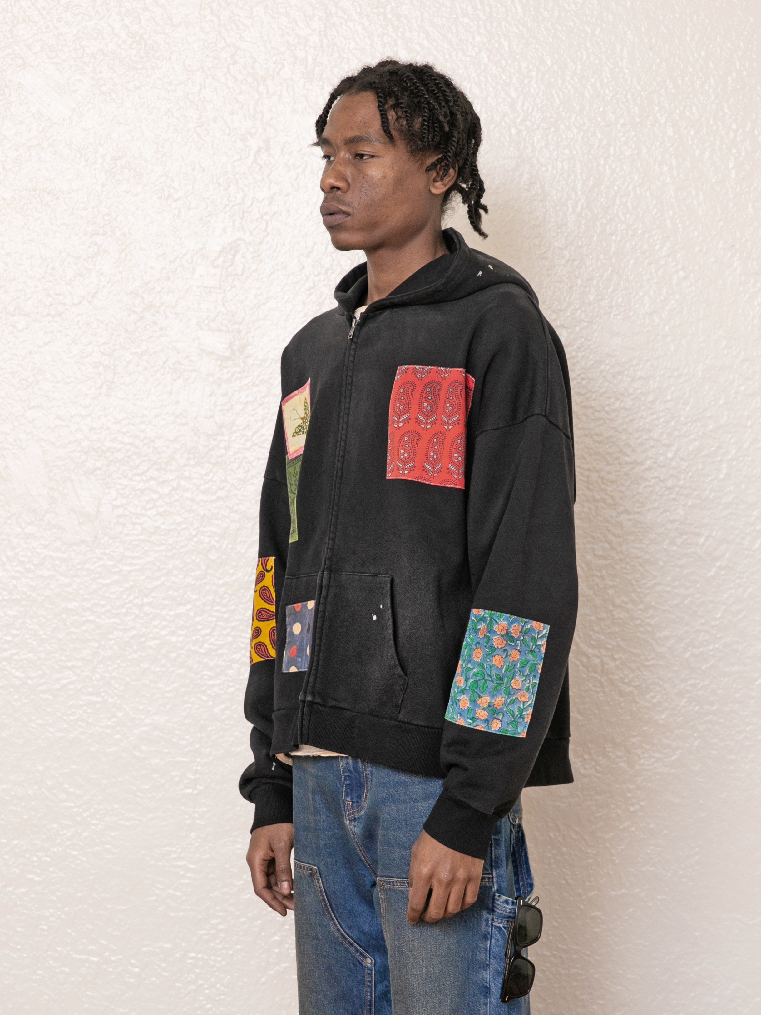 Tapestry Patchwork Zip Up Hoodie | Modern Menswear by yycbvcnbmmnbm