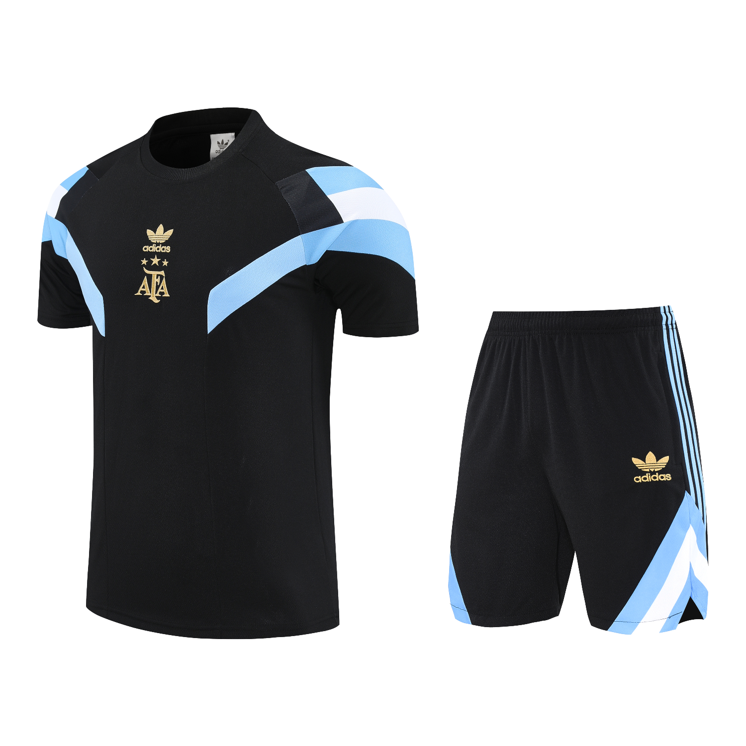 AlphaJersey-Argentina 25-26 Short-Sleeve Training Set - Black Top & Black Shorts