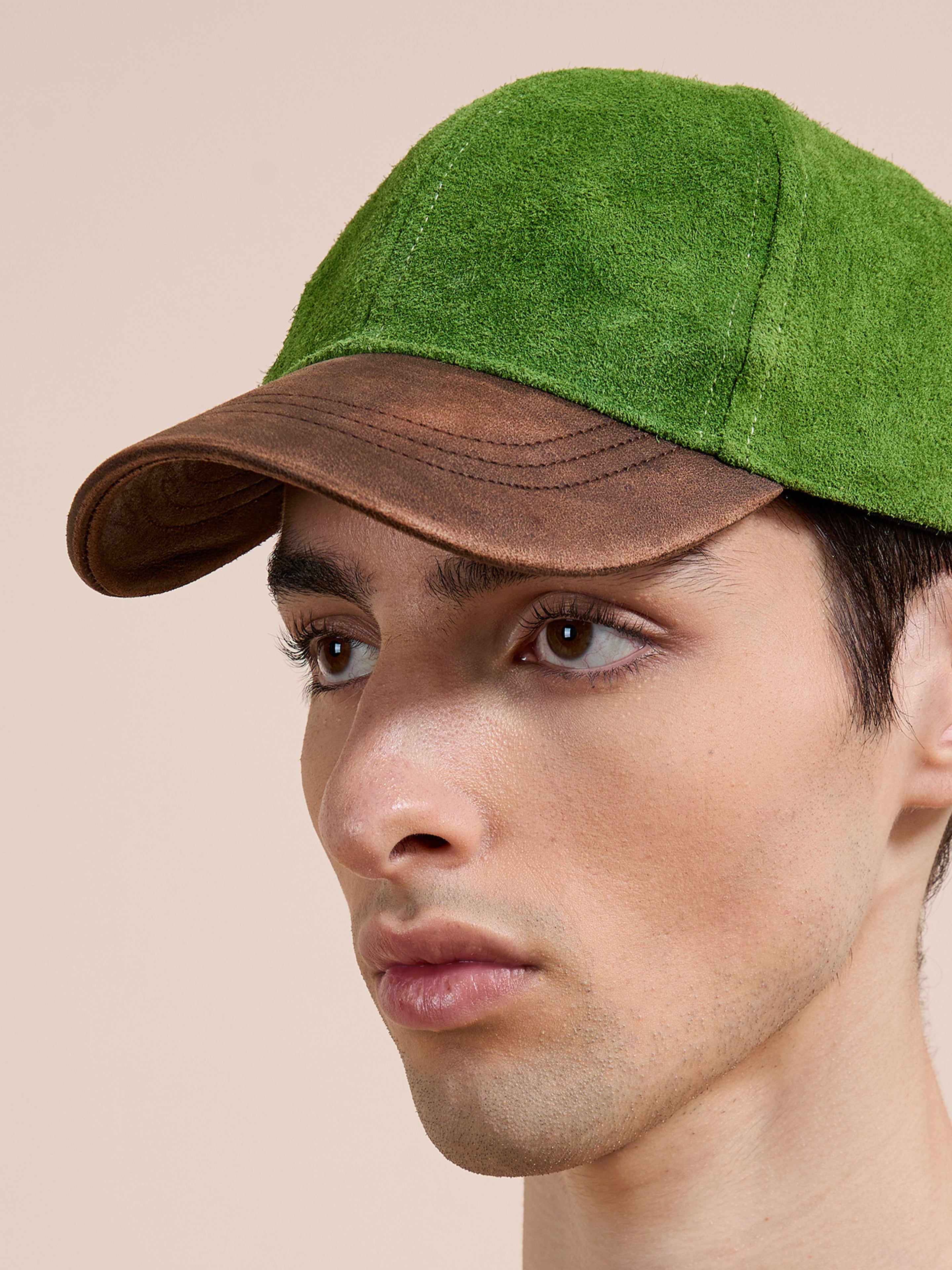 Suede Leather Contrast Distressed Cap | Modern Menswear by yycbvcnbmmnbm