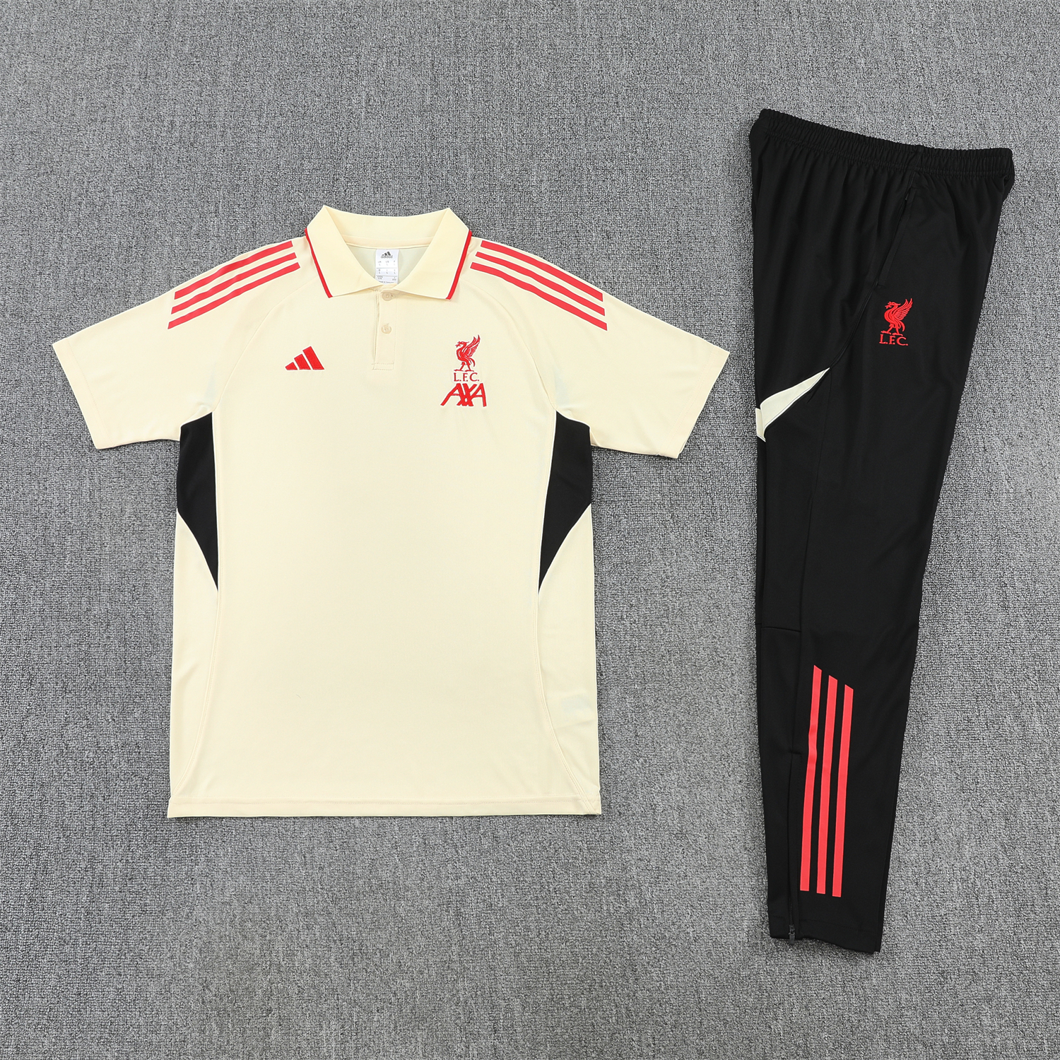 AlphaJersey-Liver.pool 25-26 POLO Short-Sleeve Training Set - White Top and Black Pants