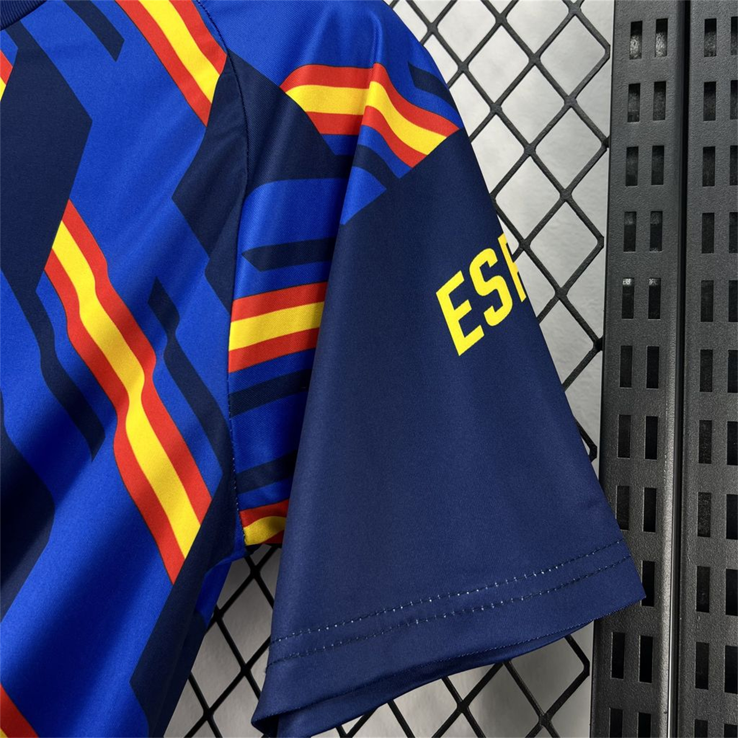 AlphaJersey-Spain 2026 Royal Blue And Yellow Stripes Pre-match Jersey - Fans Version