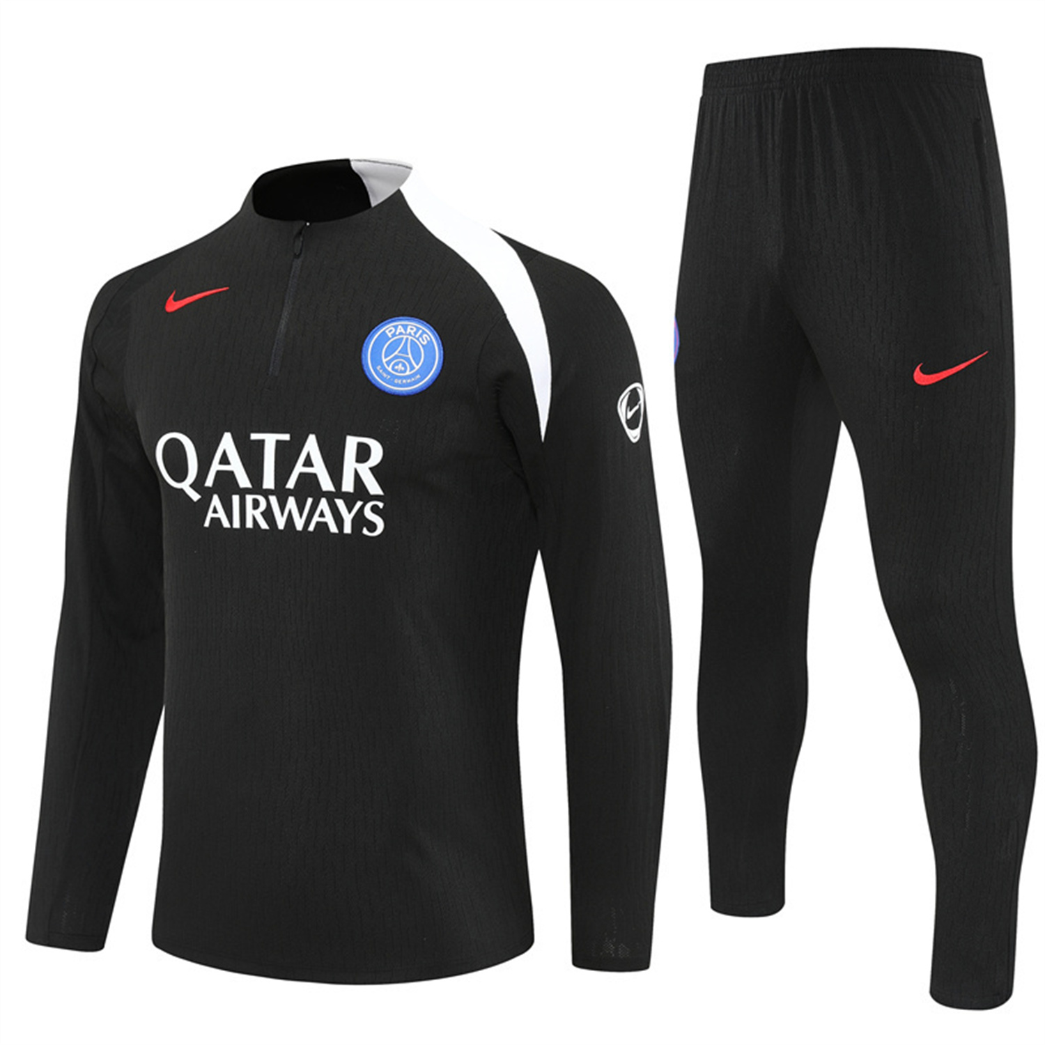 AlphaJersey-Paris Saint-Germain PSG 25-26 Long Sleeve Training Set - Player Version - Black Top and Black Pants