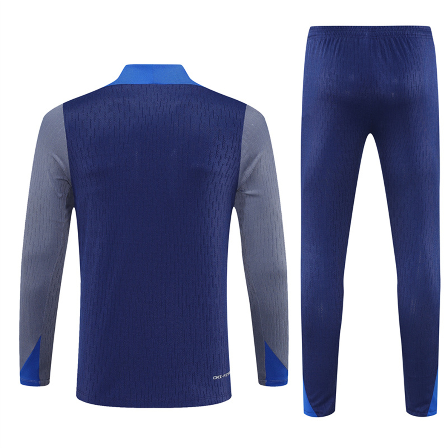AlphaJersey-Paris Saint-Germain PSG 25-26 Kid Long Sleeves Training Set - Royal Blue Gray Sleeves Top & Royal Blue Pants