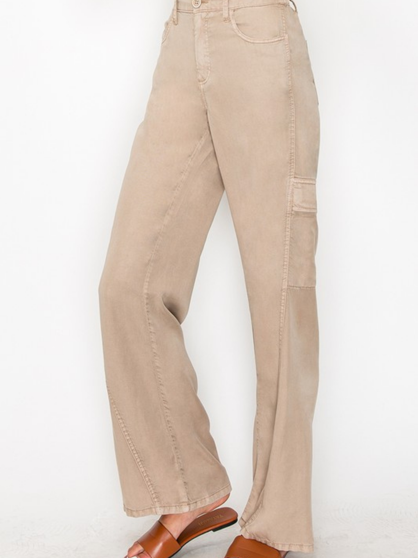 Taupe Tencel Cargos | Elegant Women's Fashion by coolavocek