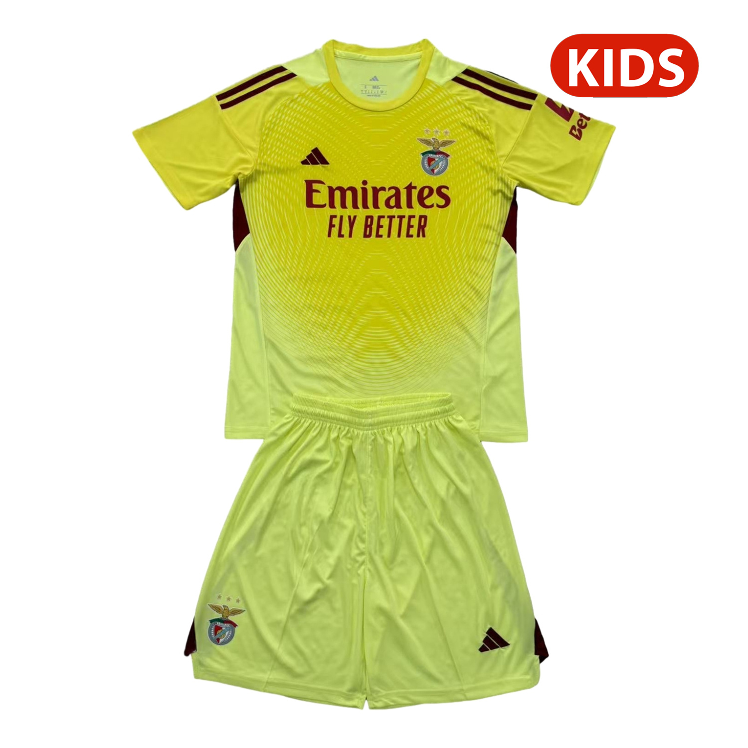 AlphaJersey-Benfica 25-26 Yellow Goalkeeper Kids Kit