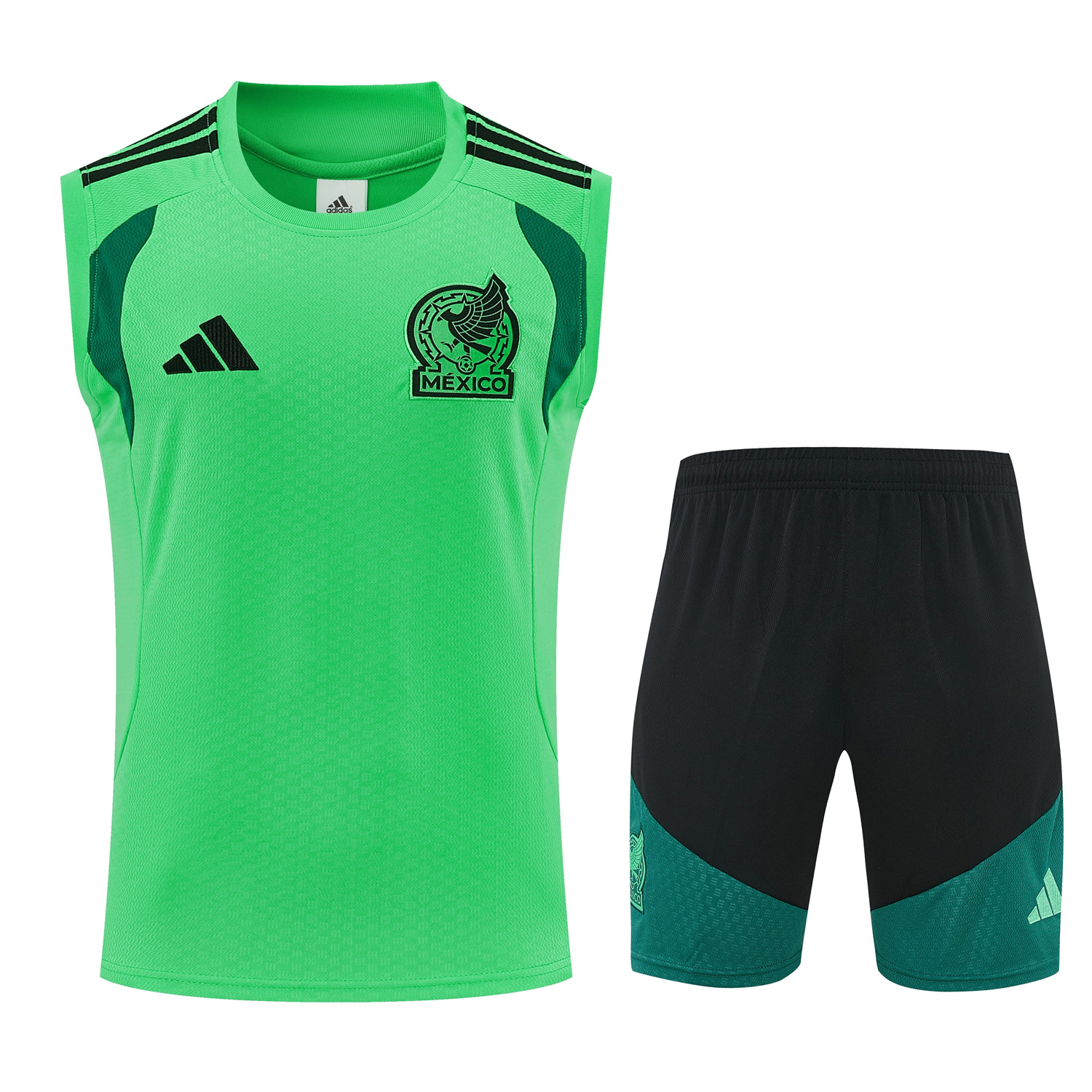 AlphaJersey-Mexico 2026 Vest Training Set - Green Vest and Black Shorts
