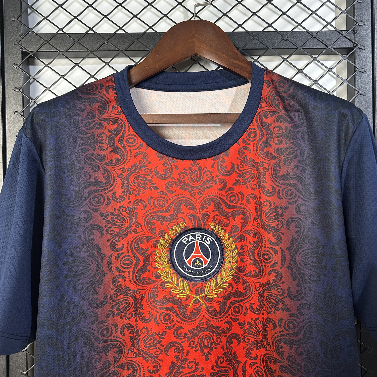AlphaJersey-Paris Saint-Germain PSG 25-26 Champions League Commemorative Edition Red Blue Flower Pattern T-shirts
