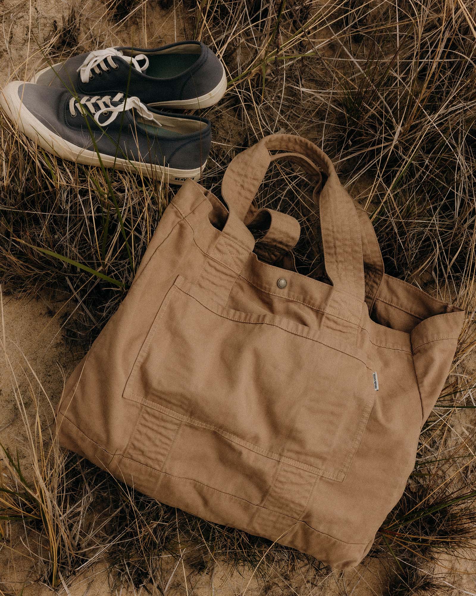 The Foundation Tote in Organic Khaki | Modern Menswear by yycbvcnbmmnbm